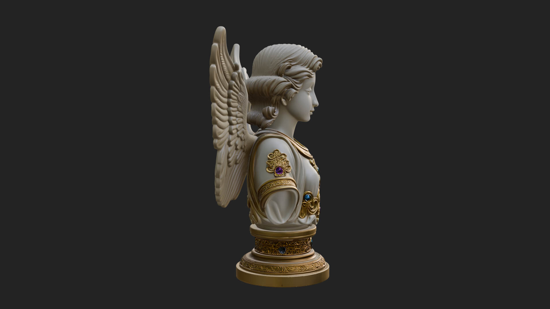 Winged Angel Woman Bust Statue Design 6 3D Print Model 3D Model