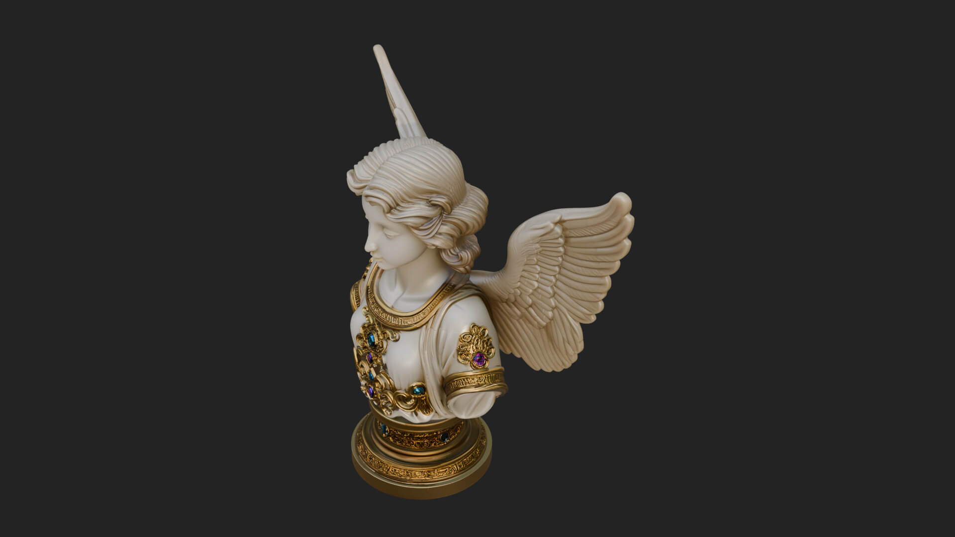 Winged Angel Woman Bust Statue Design 6 3D Print Model 3D Model