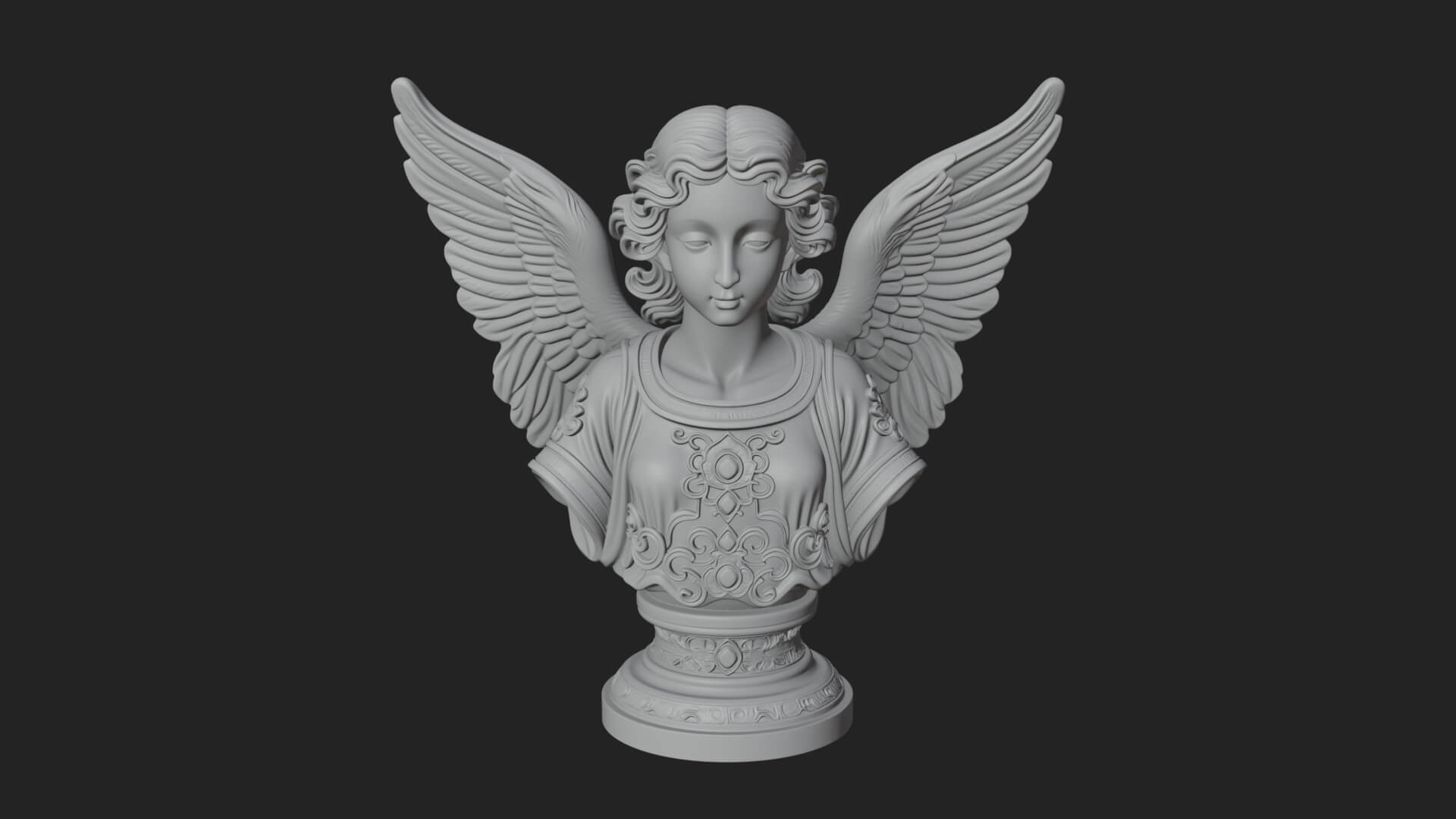 Winged Angel Woman Bust Statue Design 6 3D Print Model 3D Model