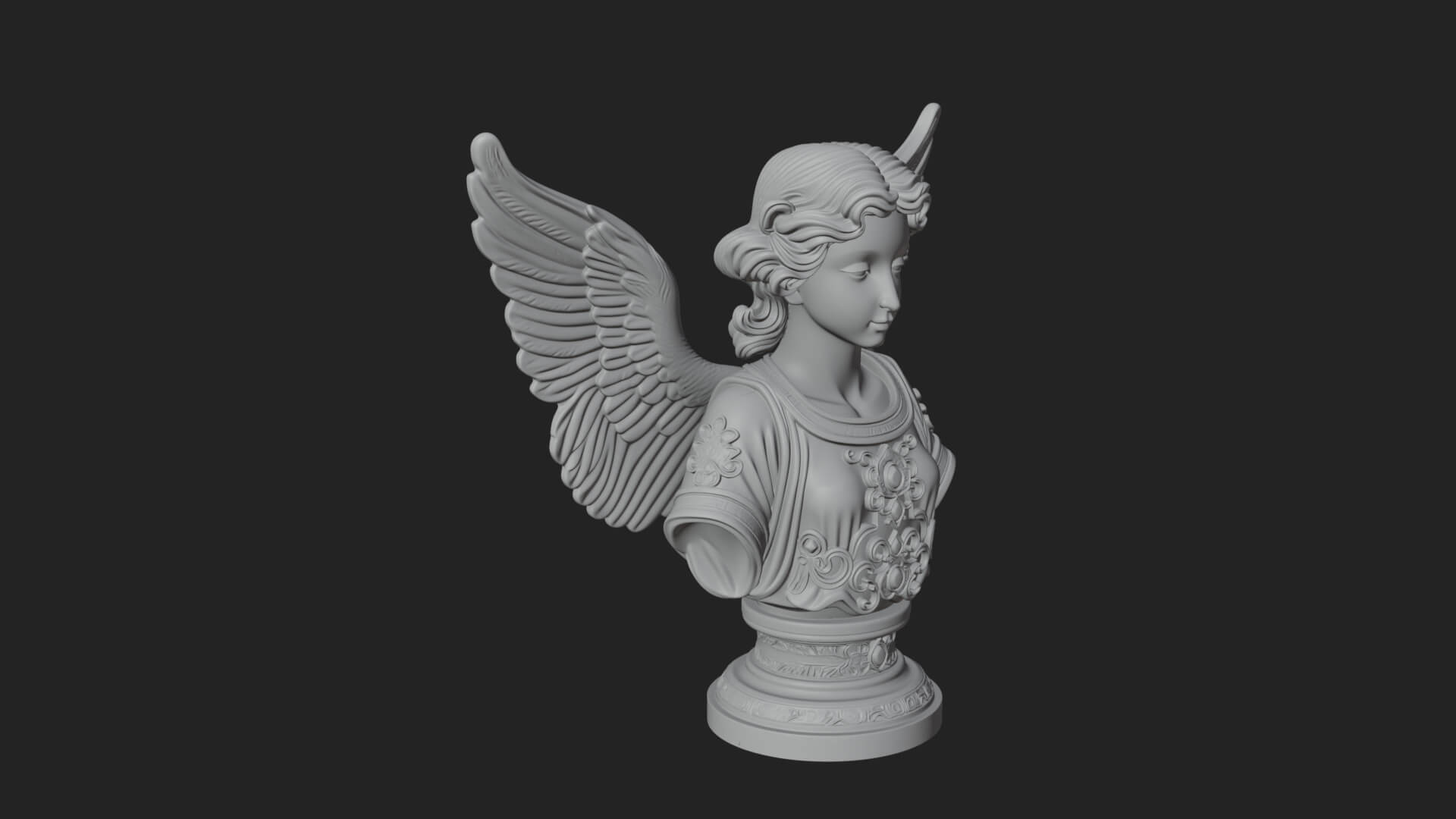 Winged Angel Woman Bust Statue Design 6 3D Print Model 3D Model