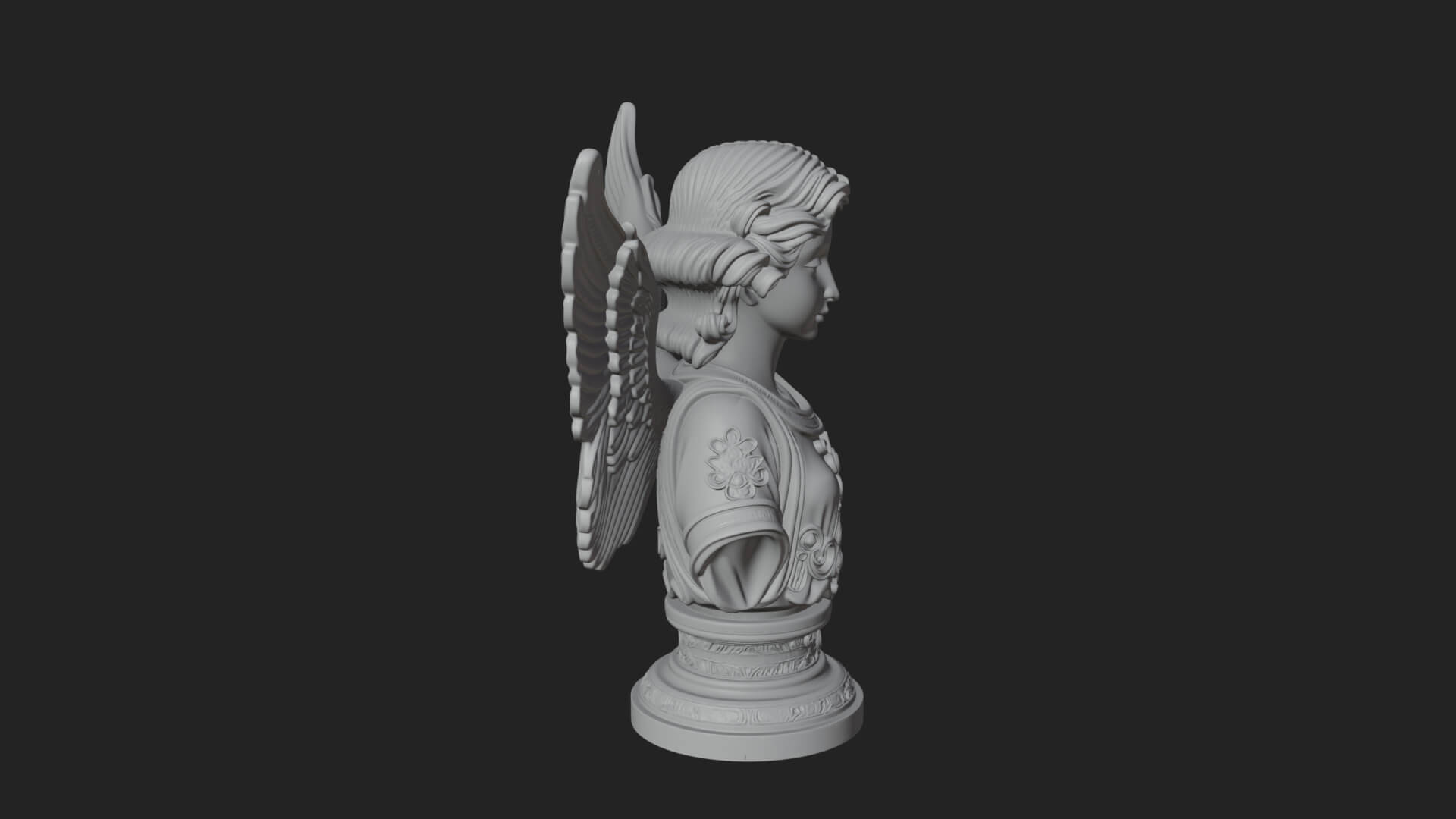 Winged Angel Woman Bust Statue Design 6 3D Print Model 3D Model