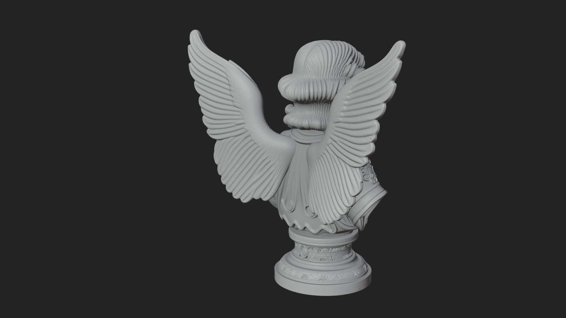 Winged Angel Woman Bust Statue Design 6 3D Print Model 3D Model