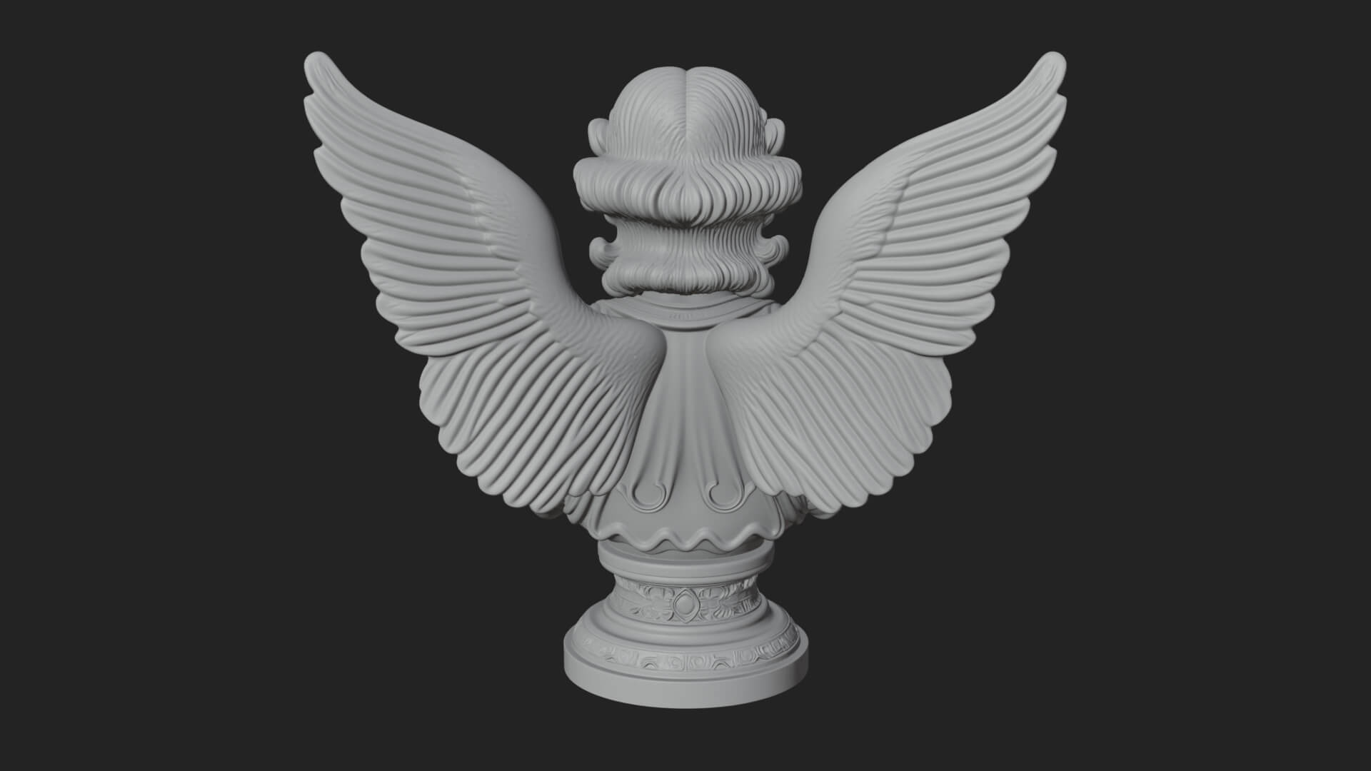 Winged Angel Woman Bust Statue Design 6 3D Print Model 3D Model