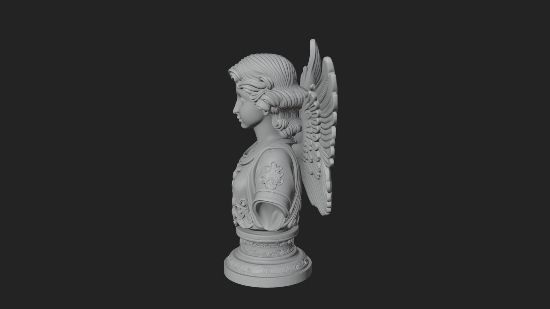 Winged Angel Woman Bust Statue Design 6 3D Print Model 3D Model