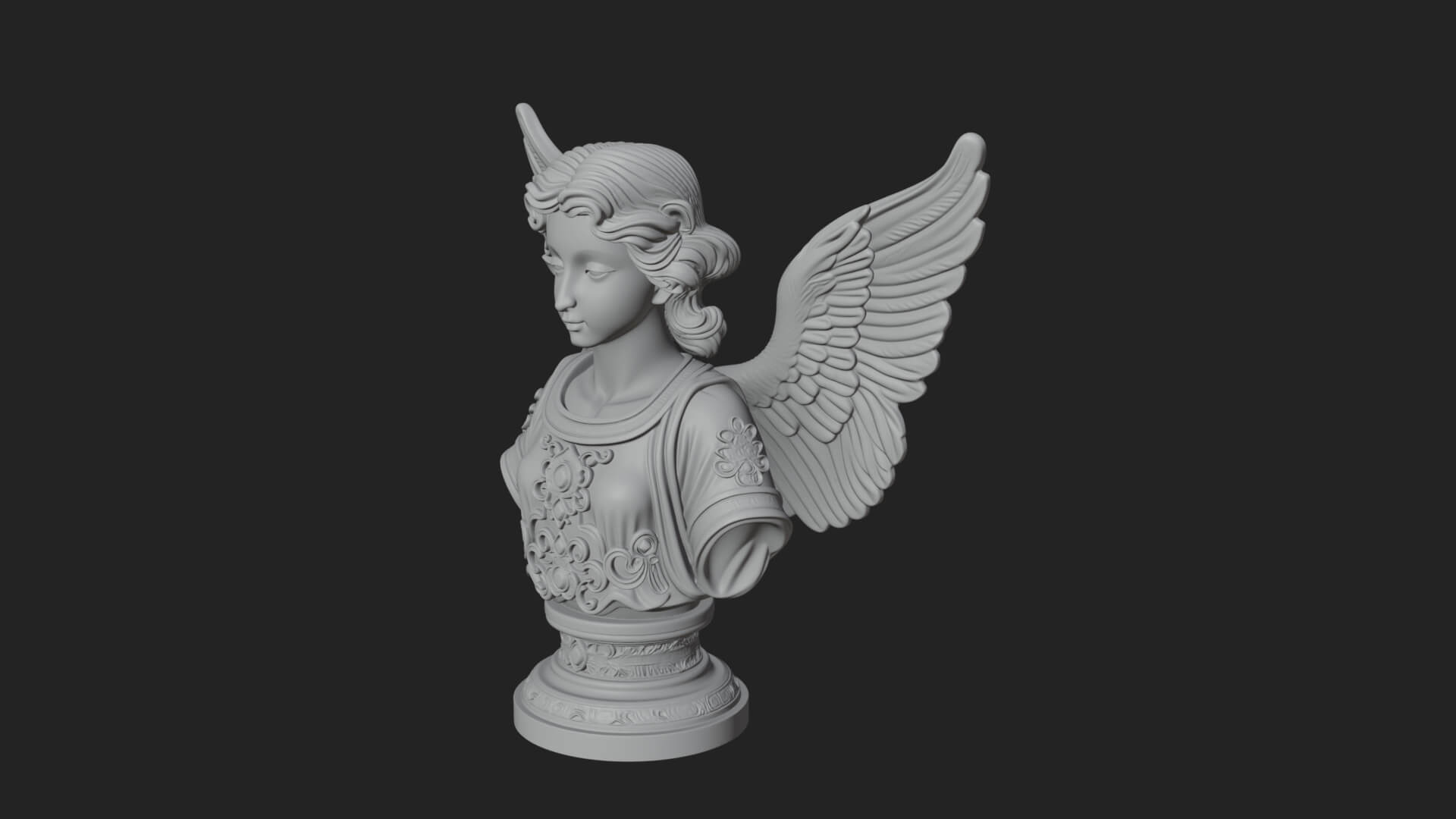 Winged Angel Woman Bust Statue Design 6 3D Print Model 3D Model