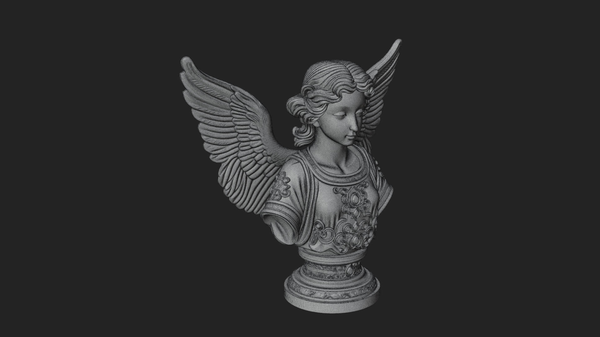 Winged Angel Woman Bust Statue Design 6 3D Print Model 3D Model