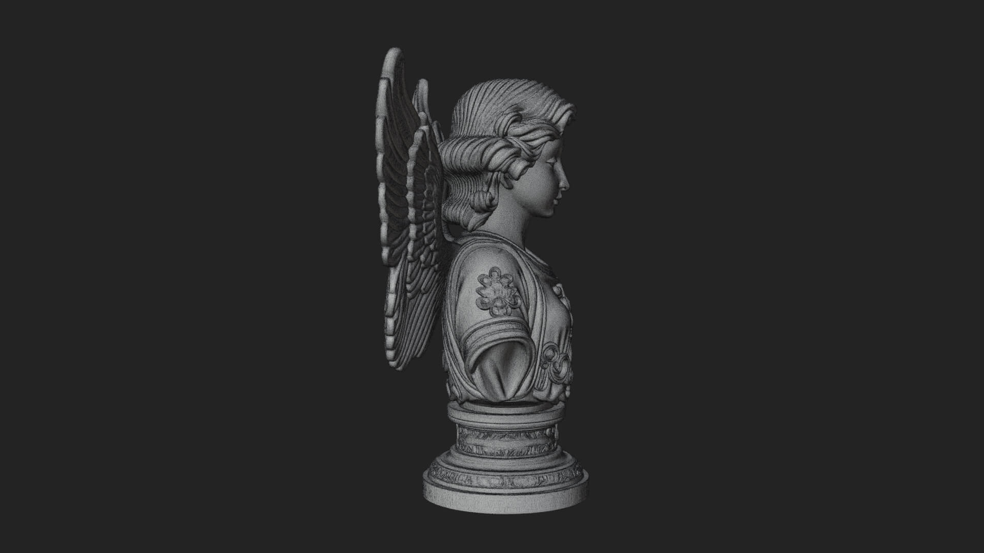 Winged Angel Woman Bust Statue Design 6 3D Print Model 3D Model