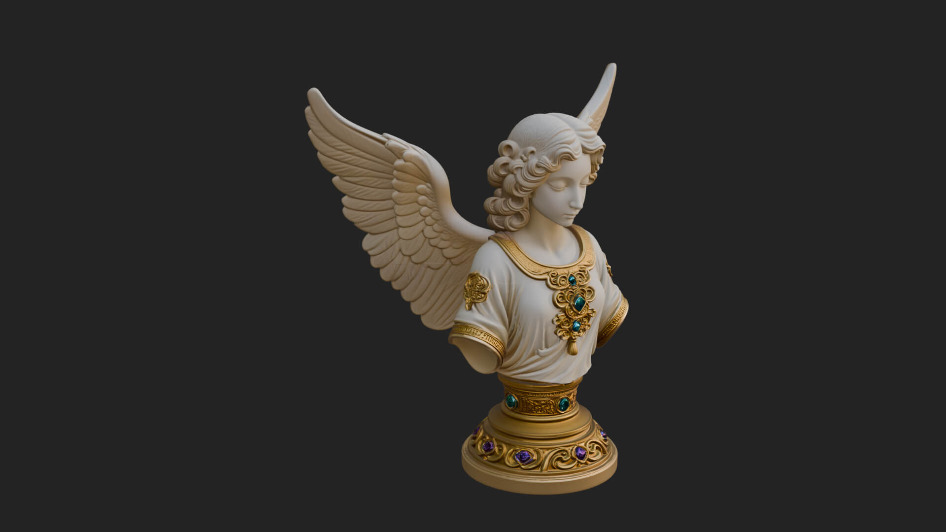 Winged Angel Woman Bust Statue Design 7 3D Print Model 3D Model