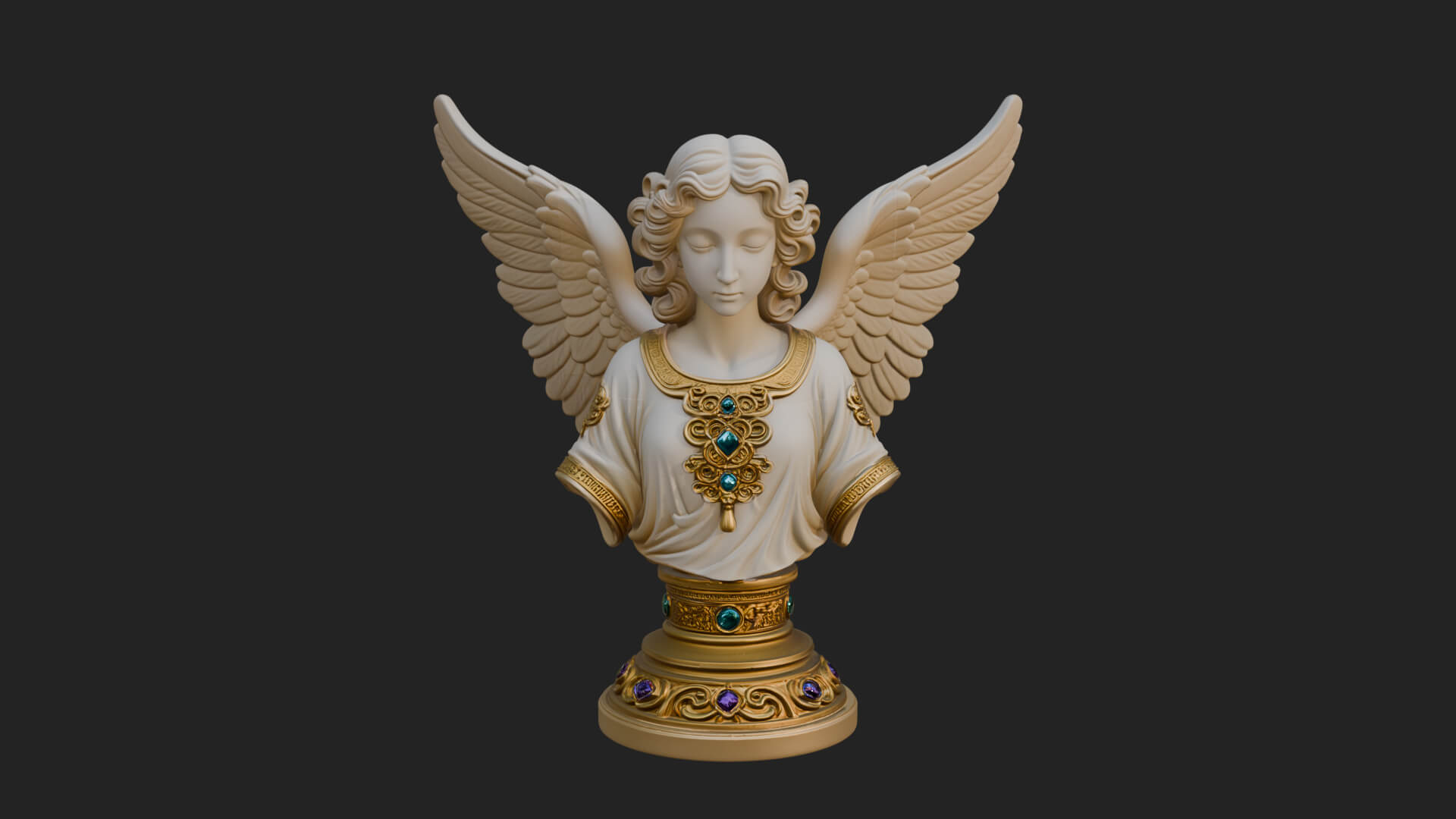 Winged Angel Woman Bust Statue Design 7 3D Print Model 3D Model
