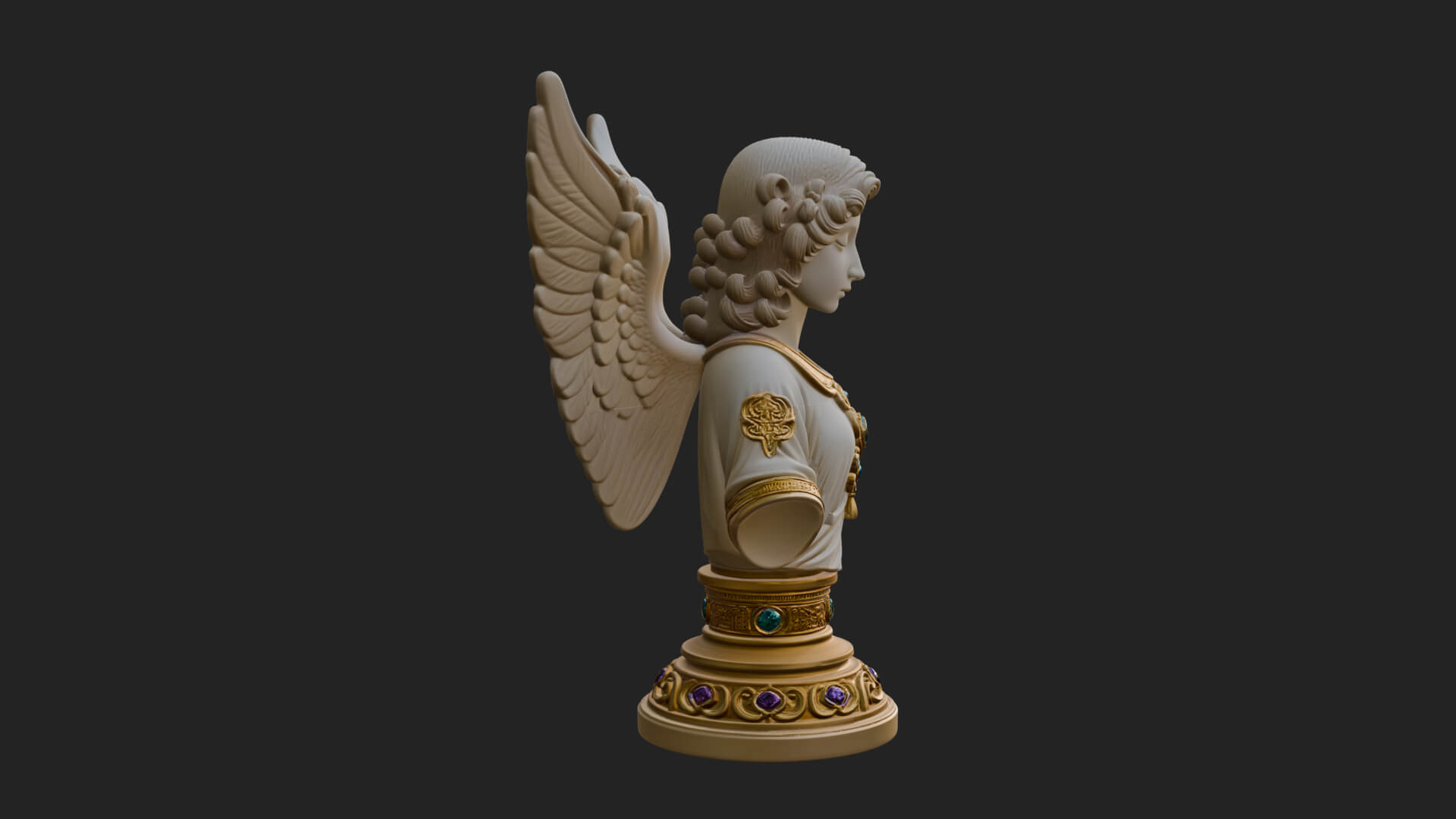 Winged Angel Woman Bust Statue Design 7 3D Print Model 3D Model
