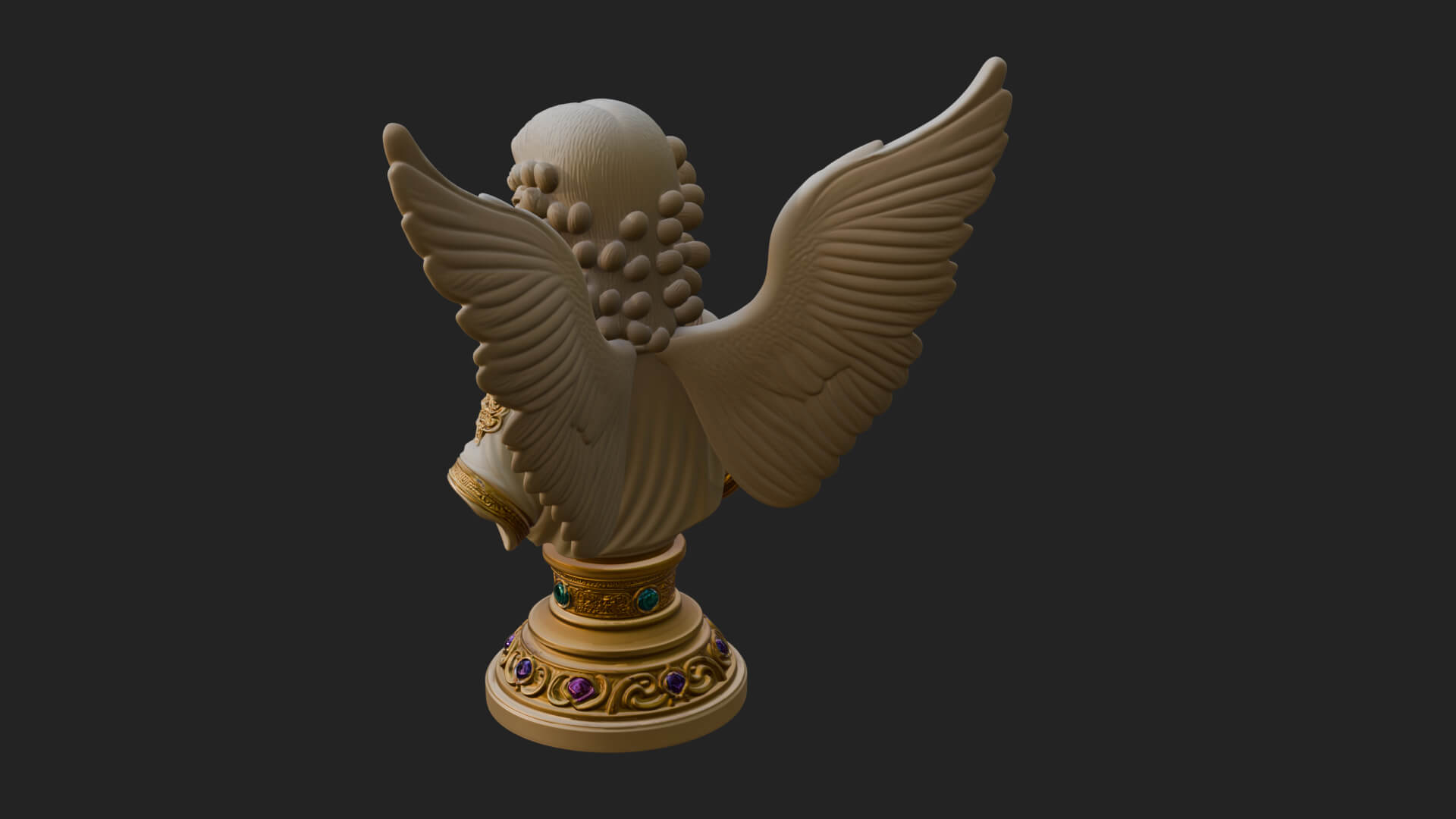 Winged Angel Woman Bust Statue Design 7 3D Print Model 3D Model