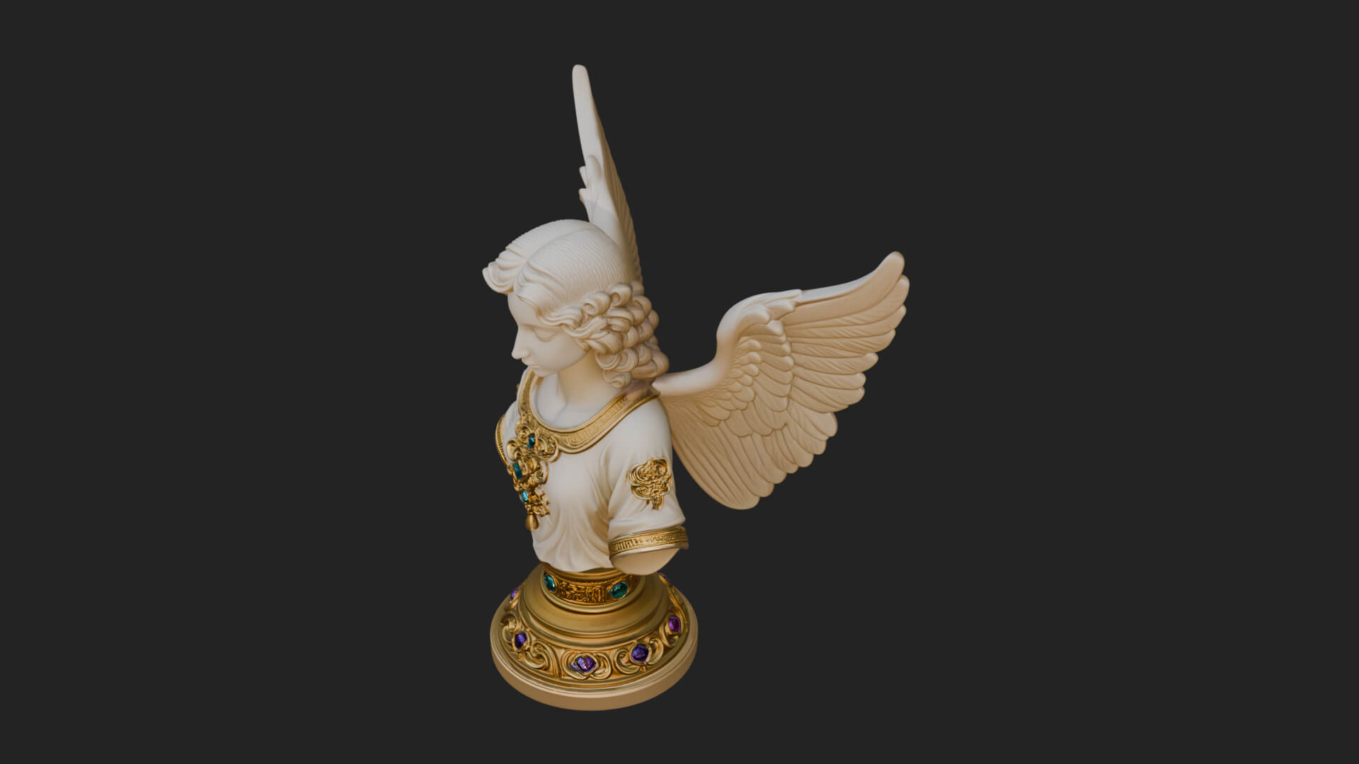 Winged Angel Woman Bust Statue Design 7 3D Print Model 3D Model