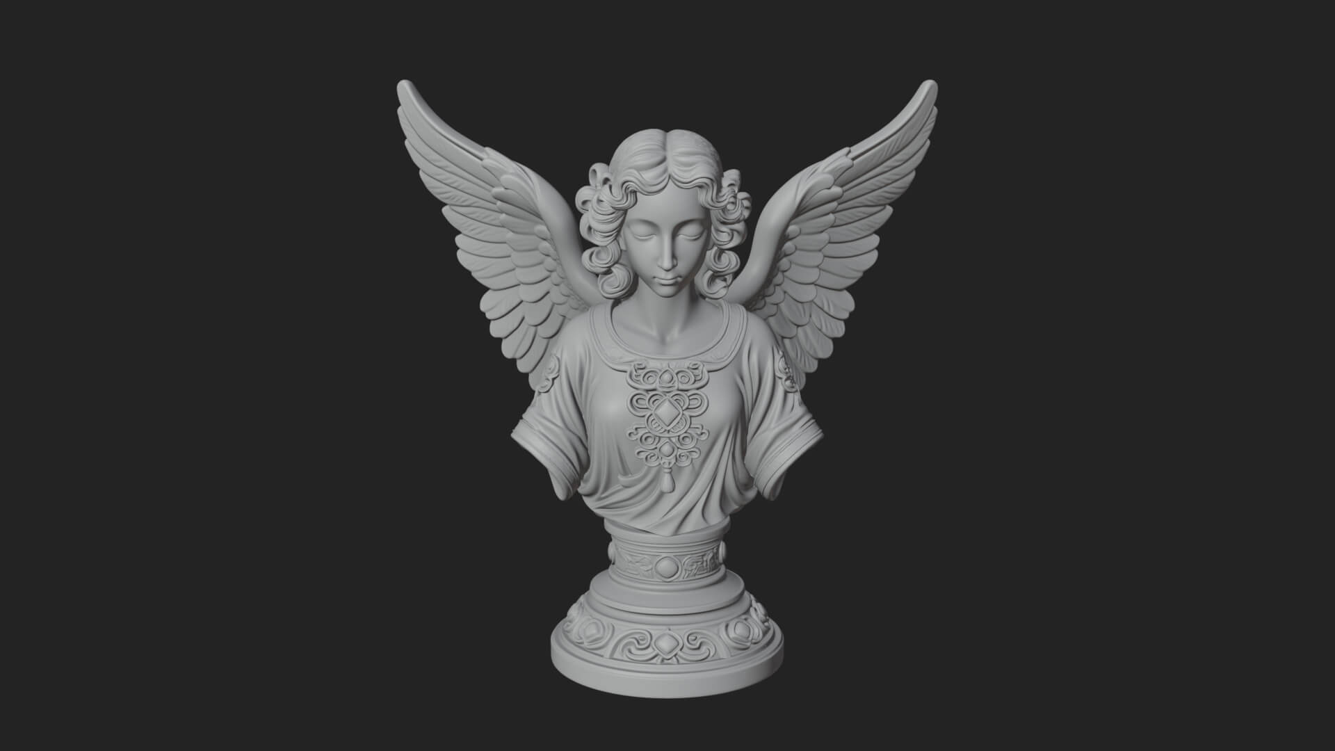 Winged Angel Woman Bust Statue Design 7 3D Print Model 3D Model