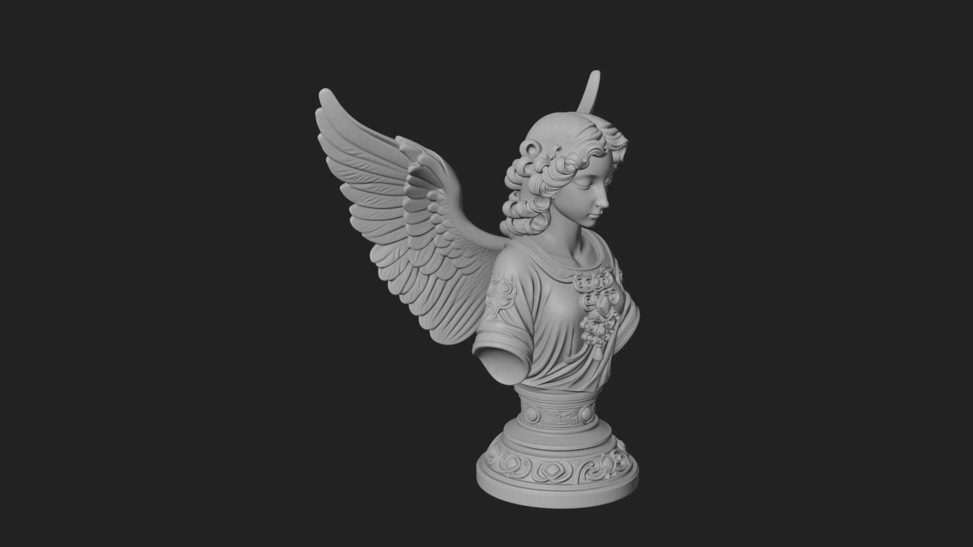 Winged Angel Woman Bust Statue Design 7 3D Print Model 3D Model