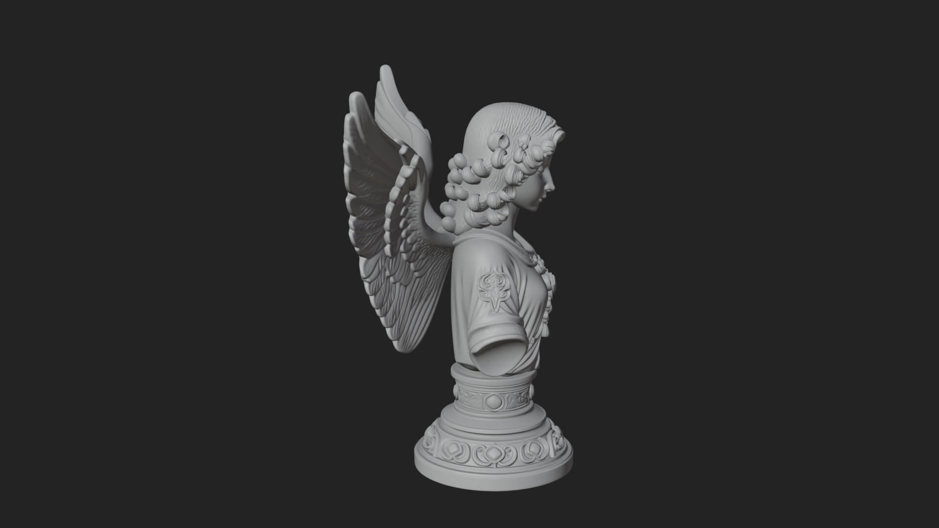 Winged Angel Woman Bust Statue Design 7 3D Print Model 3D Model