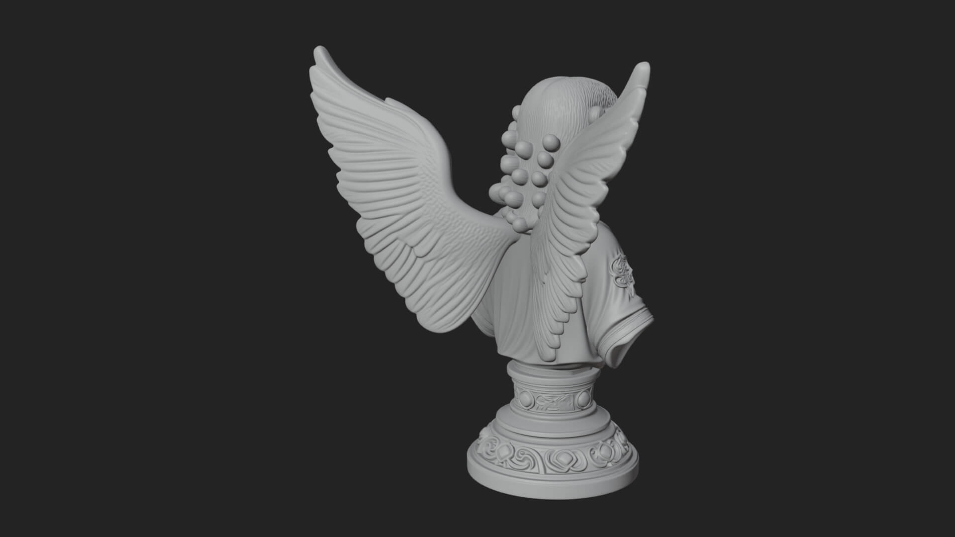 Winged Angel Woman Bust Statue Design 7 3D Print Model 3D Model
