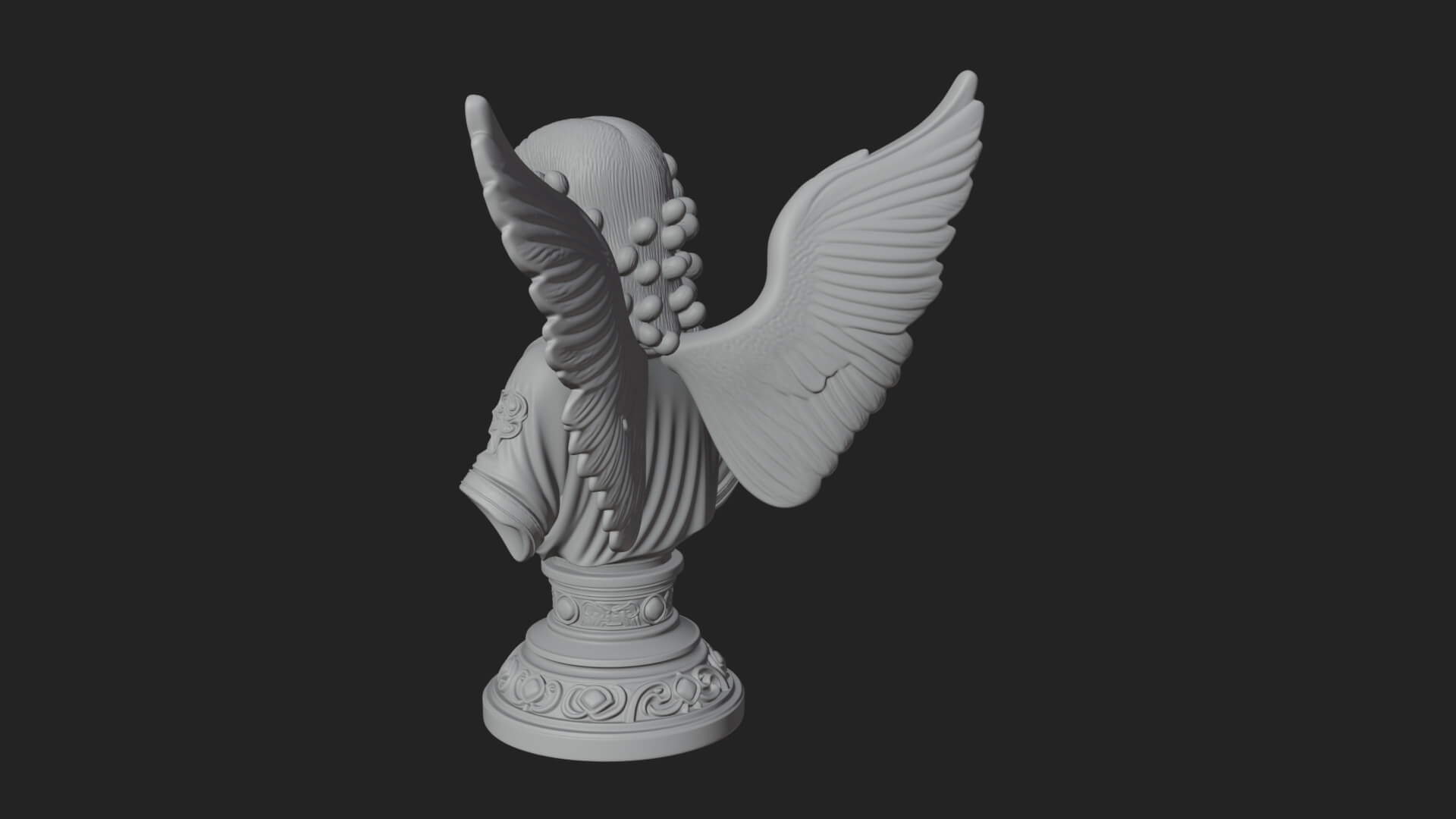 Winged Angel Woman Bust Statue Design 7 3D Print Model 3D Model