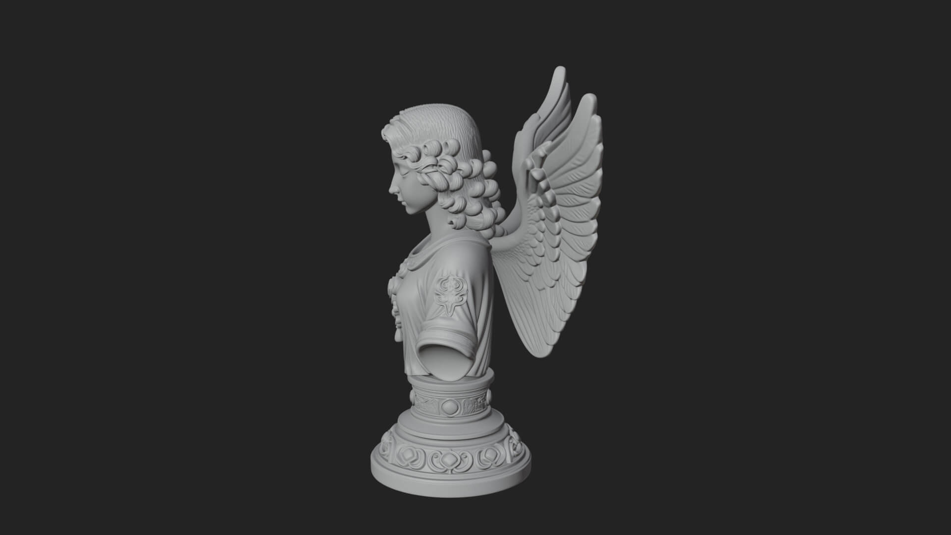 Winged Angel Woman Bust Statue Design 7 3D Print Model 3D Model