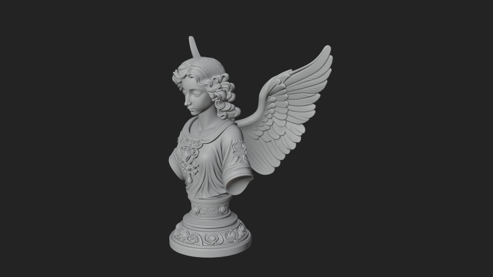 Winged Angel Woman Bust Statue Design 7 3D Print Model 3D Model