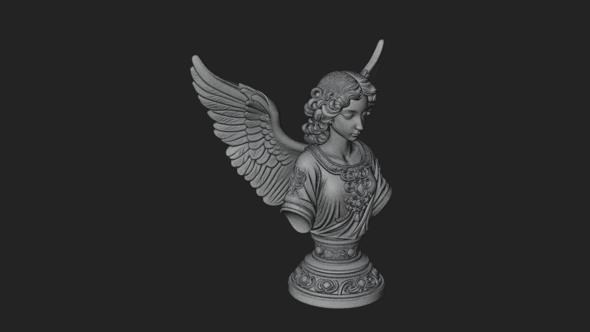 Winged Angel Woman Bust Statue Design 7 3D Print Model 3D Model