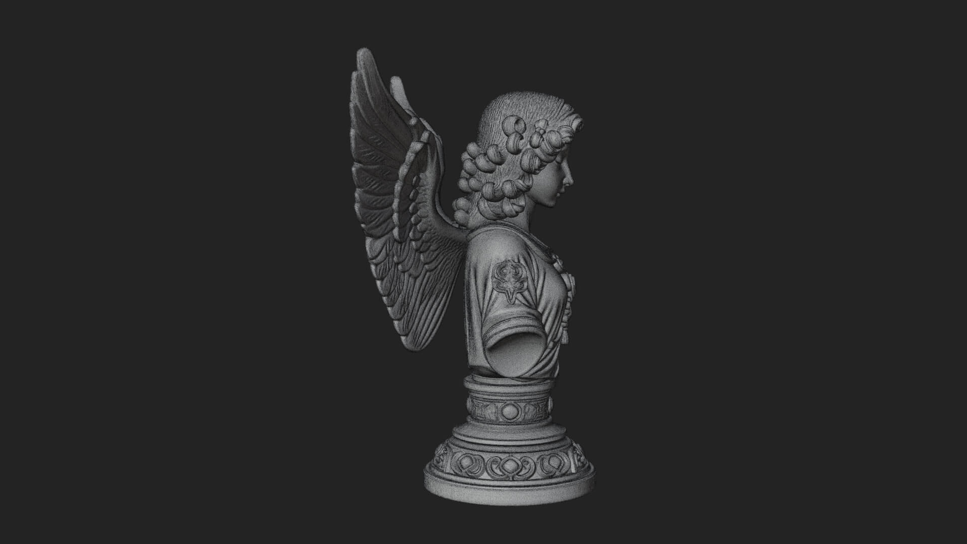 Winged Angel Woman Bust Statue Design 7 3D Print Model 3D Model