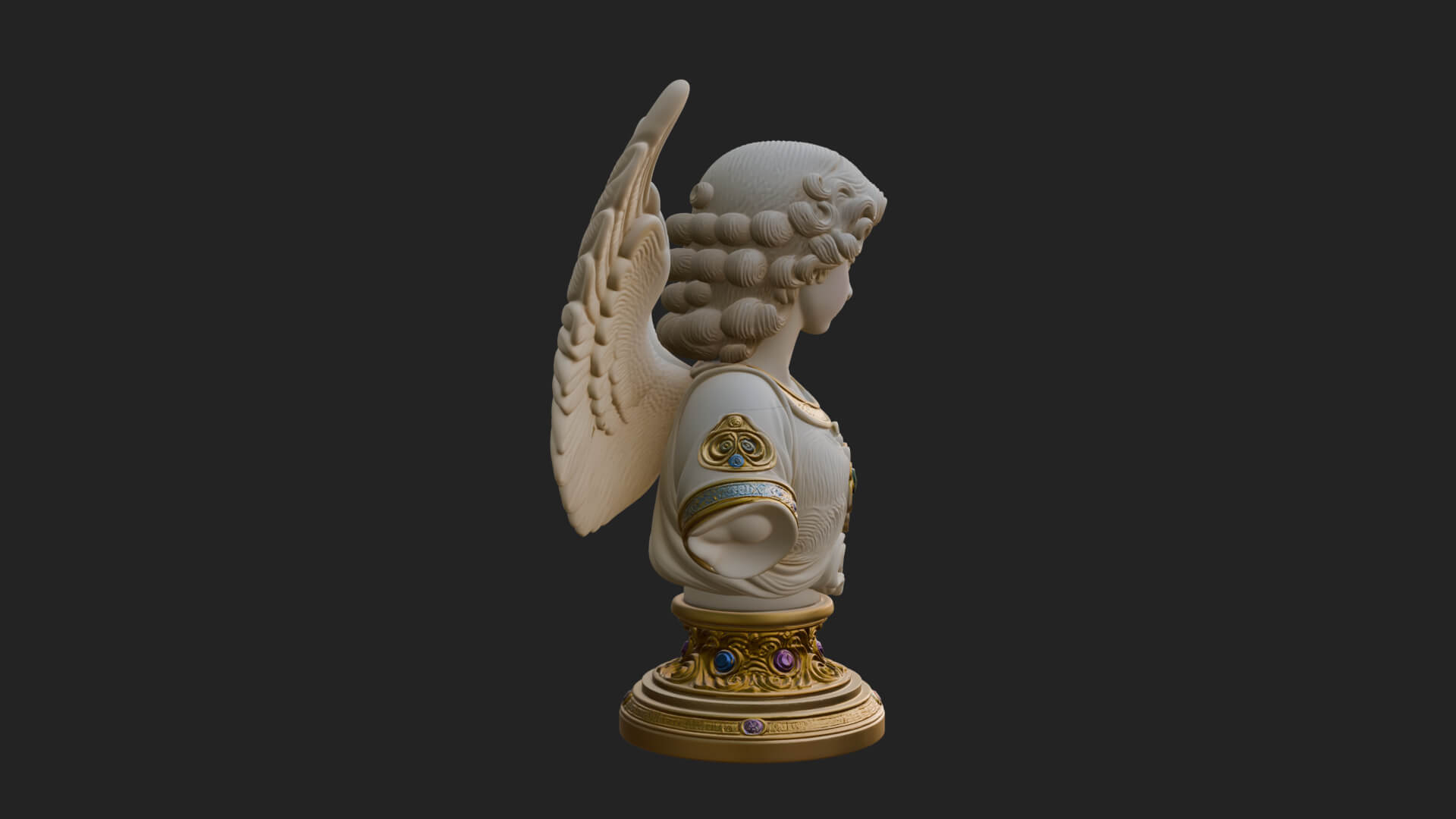 Winged Angel Woman Bust Statue Design 8 3D Print Model 3D Model