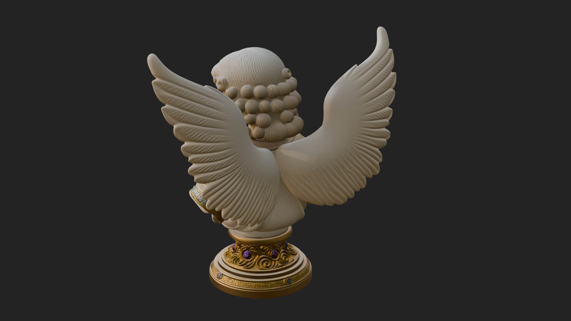 Winged Angel Woman Bust Statue Design 8 3D Print Model 3D Model