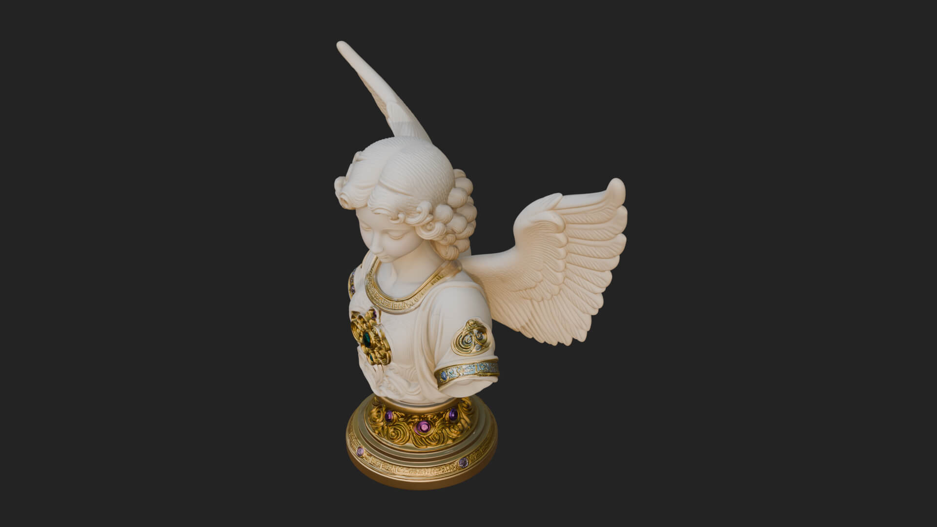 Winged Angel Woman Bust Statue Design 8 3D Print Model 3D Model