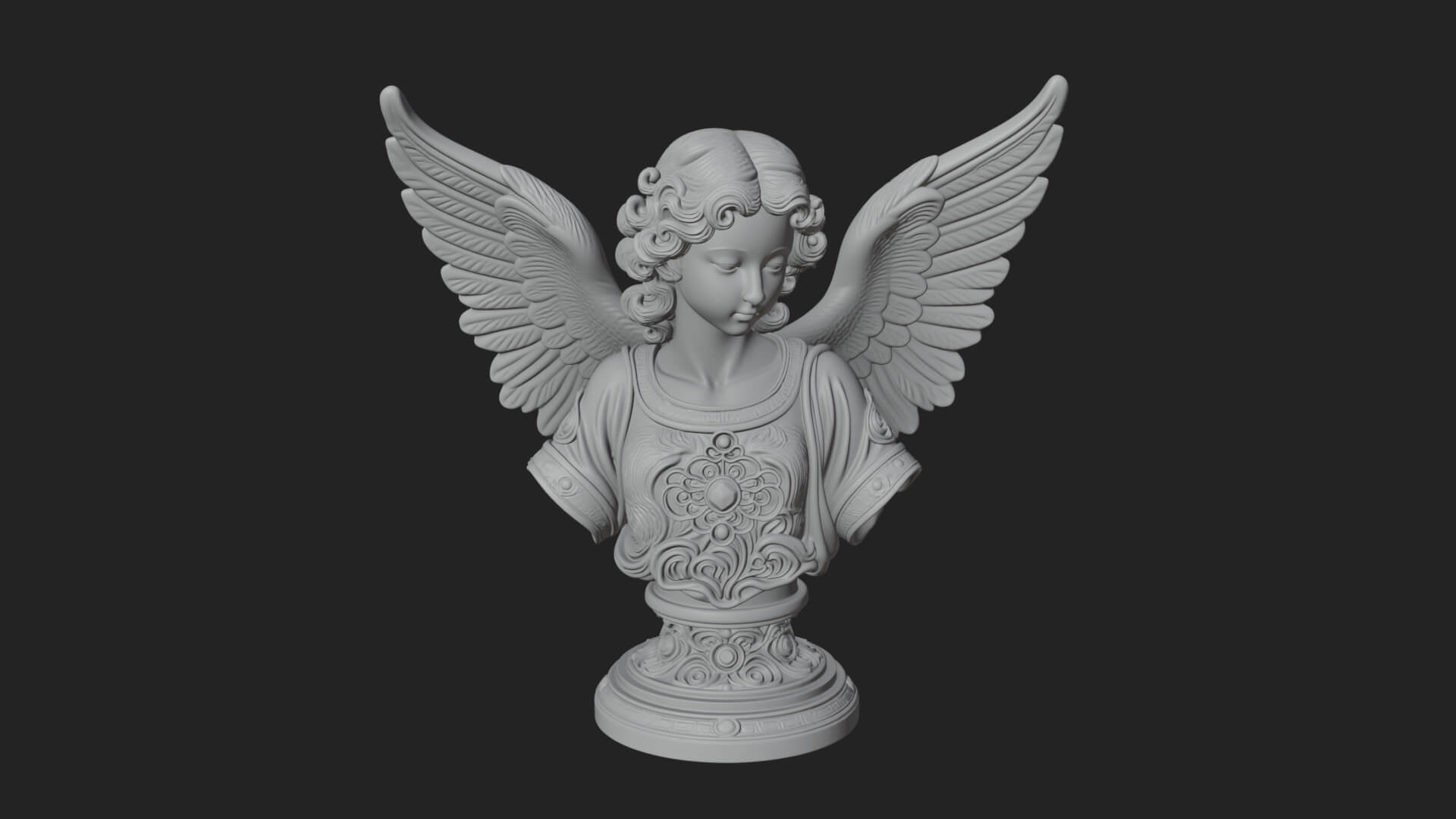 Winged Angel Woman Bust Statue Design 8 3D Print Model 3D Model