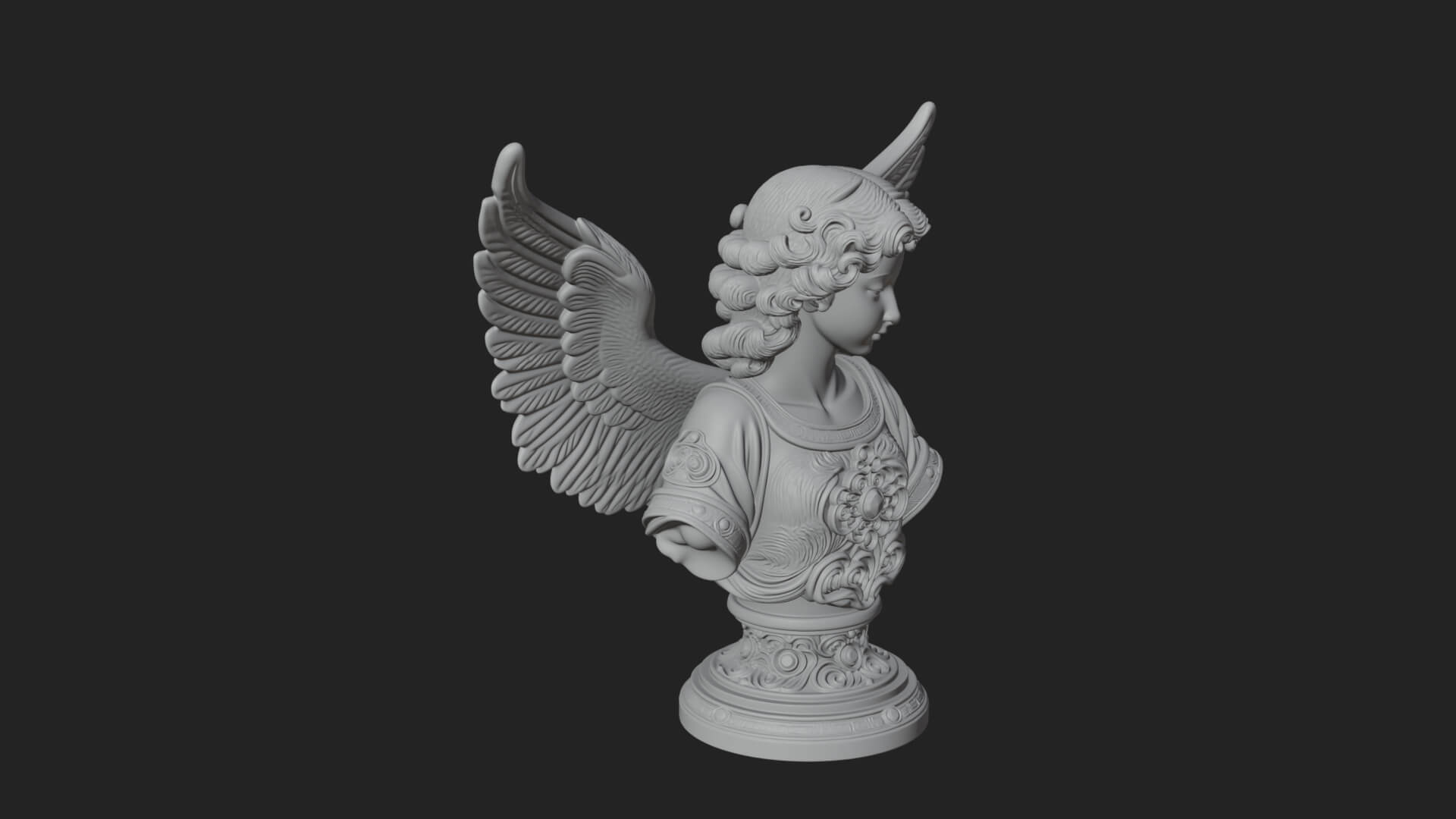 Winged Angel Woman Bust Statue Design 8 3D Print Model 3D Model