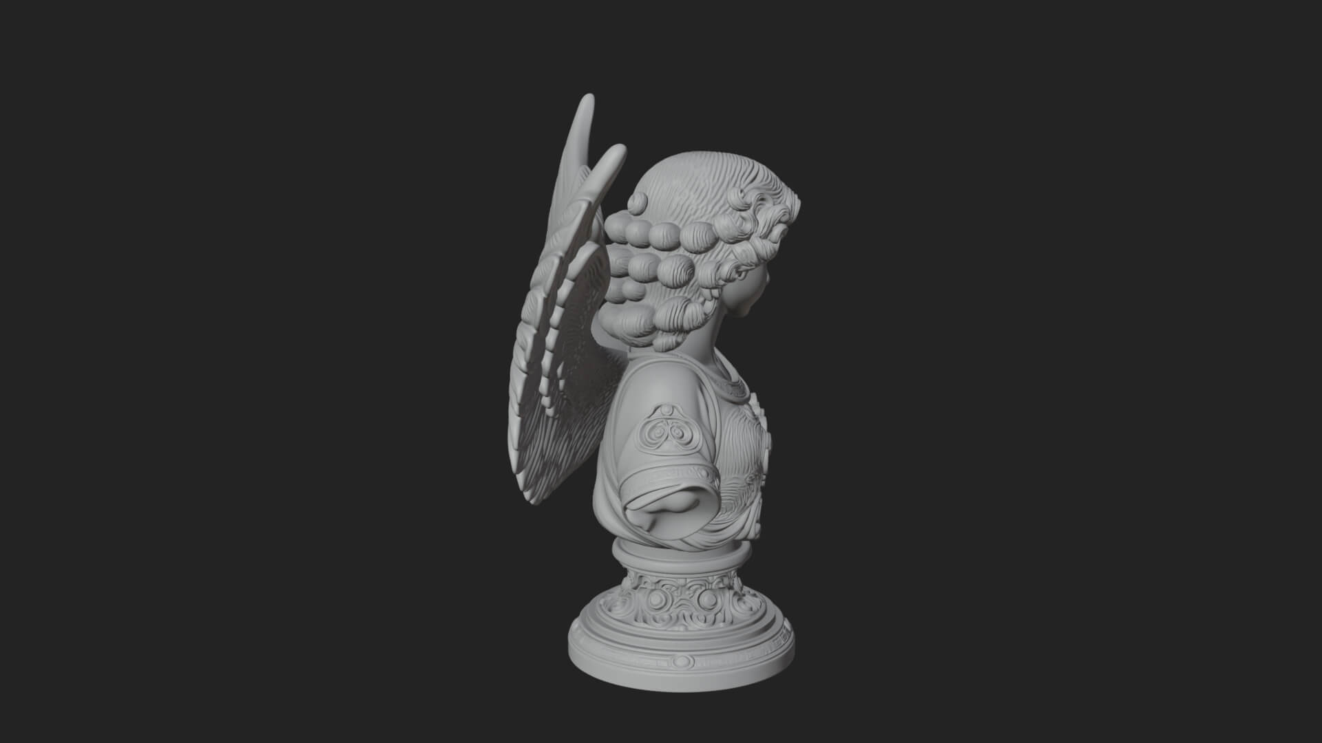 Winged Angel Woman Bust Statue Design 8 3D Print Model 3D Model