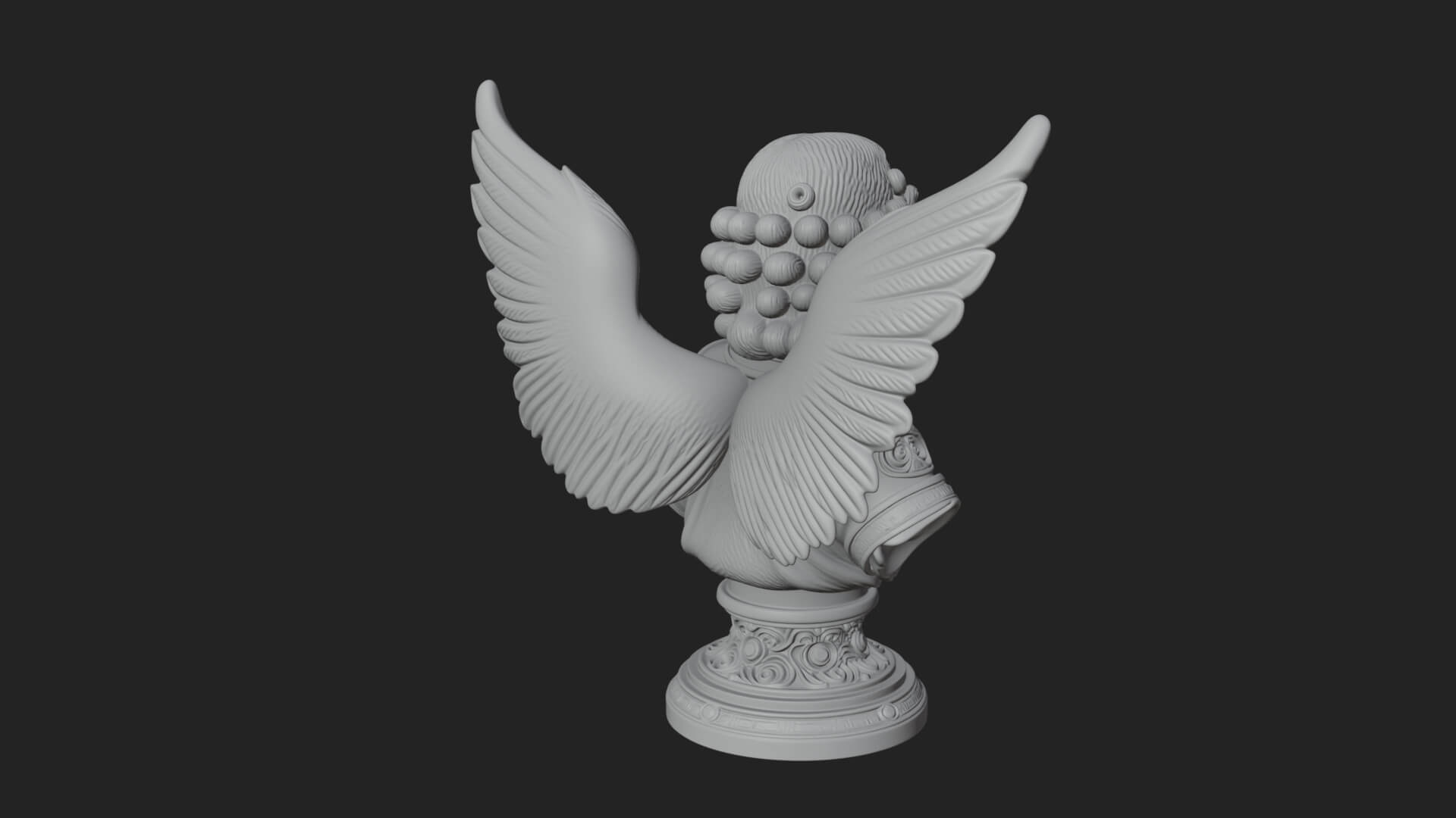 Winged Angel Woman Bust Statue Design 8 3D Print Model 3D Model