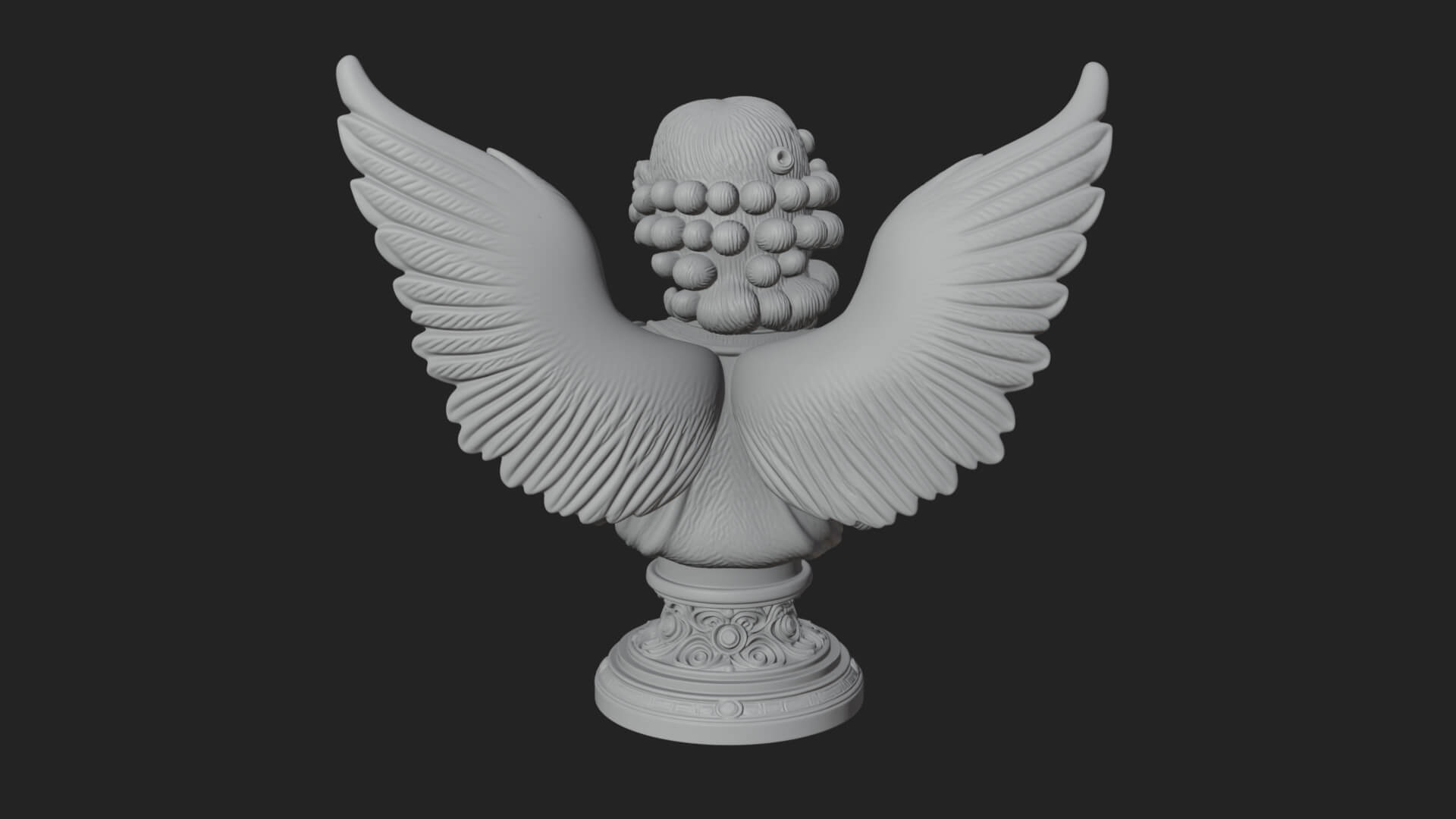 Winged Angel Woman Bust Statue Design 8 3D Print Model 3D Model