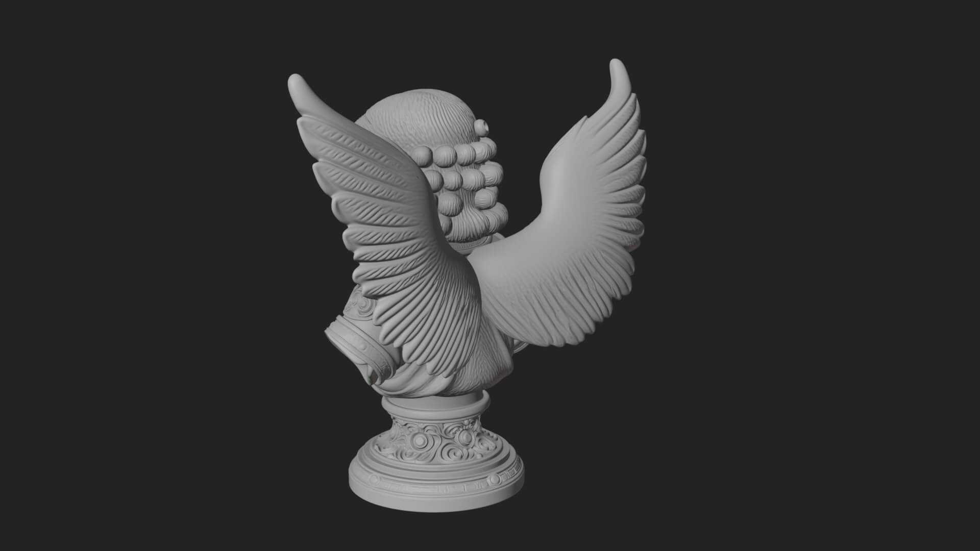 Winged Angel Woman Bust Statue Design 8 3D Print Model 3D Model
