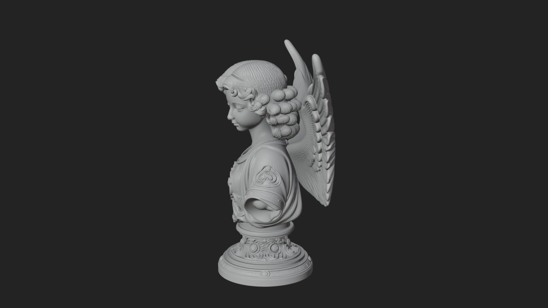 Winged Angel Woman Bust Statue Design 8 3D Print Model 3D Model