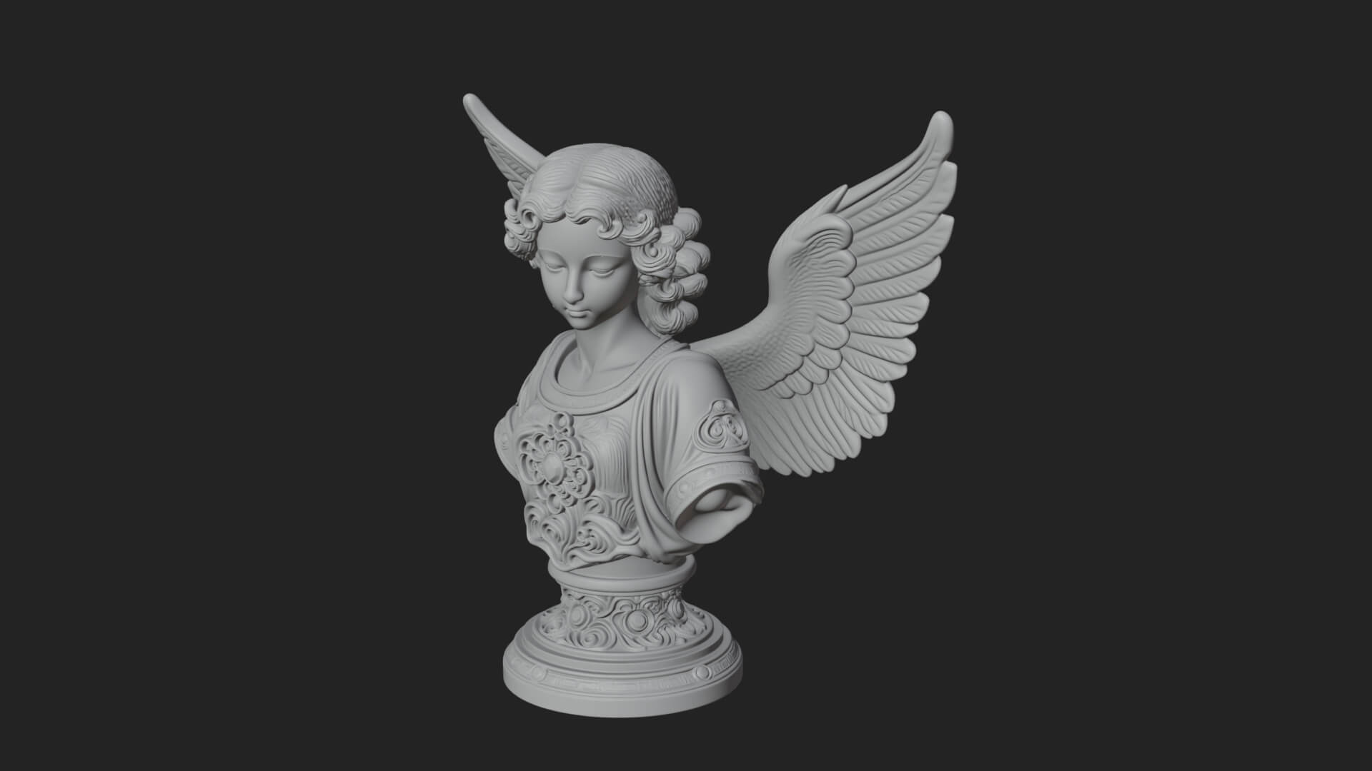 Winged Angel Woman Bust Statue Design 8 3D Print Model 3D Model