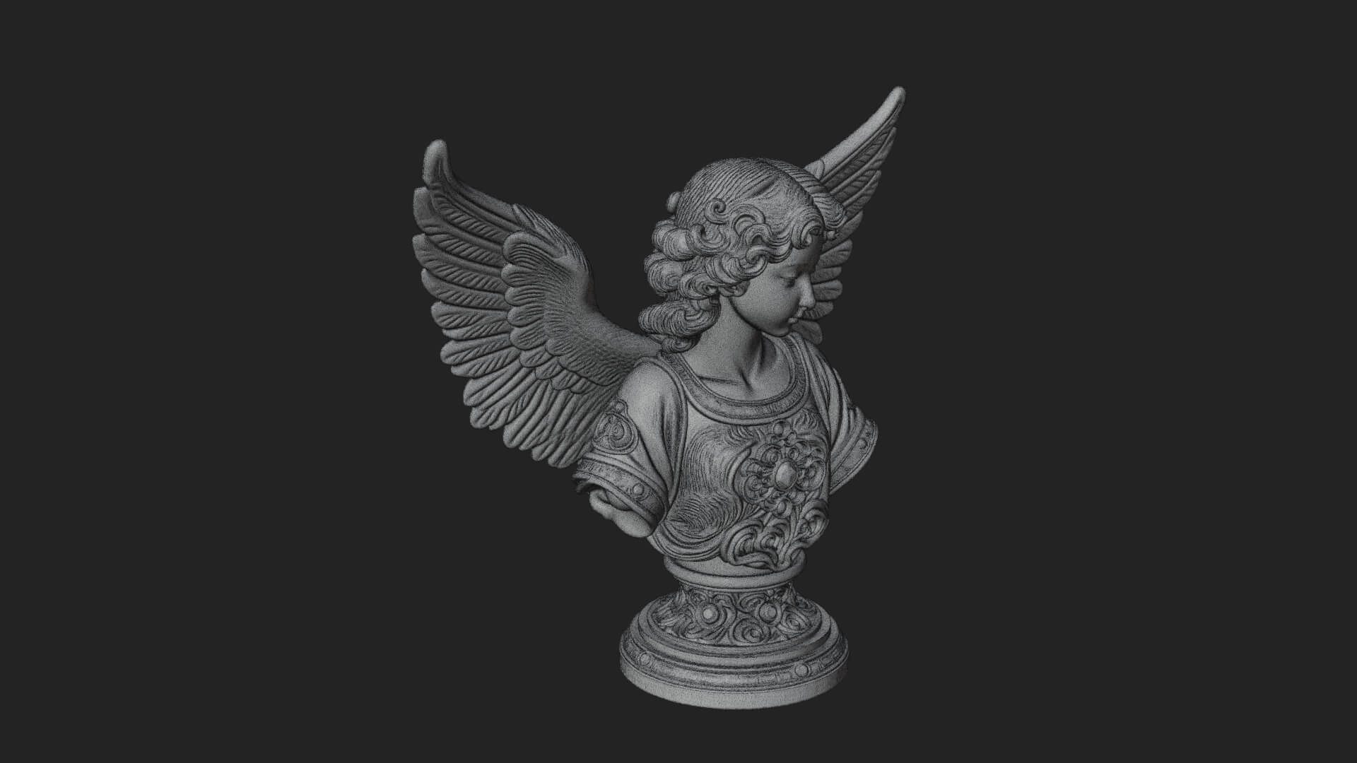 Winged Angel Woman Bust Statue Design 8 3D Print Model 3D Model