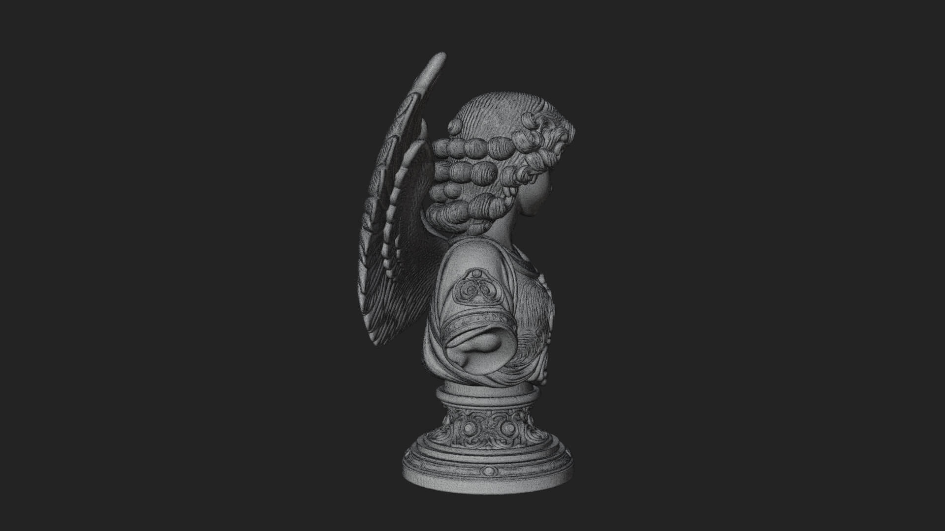 Winged Angel Woman Bust Statue Design 8 3D Print Model 3D Model