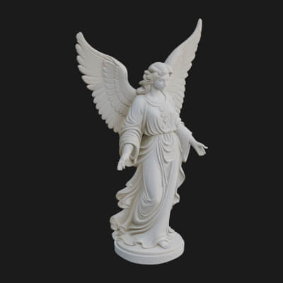 Winged Angel Woman Statue Design 10 3D Print Model