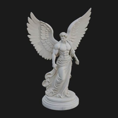 Winged Angel Woman Statue Design 11 3D Print Model