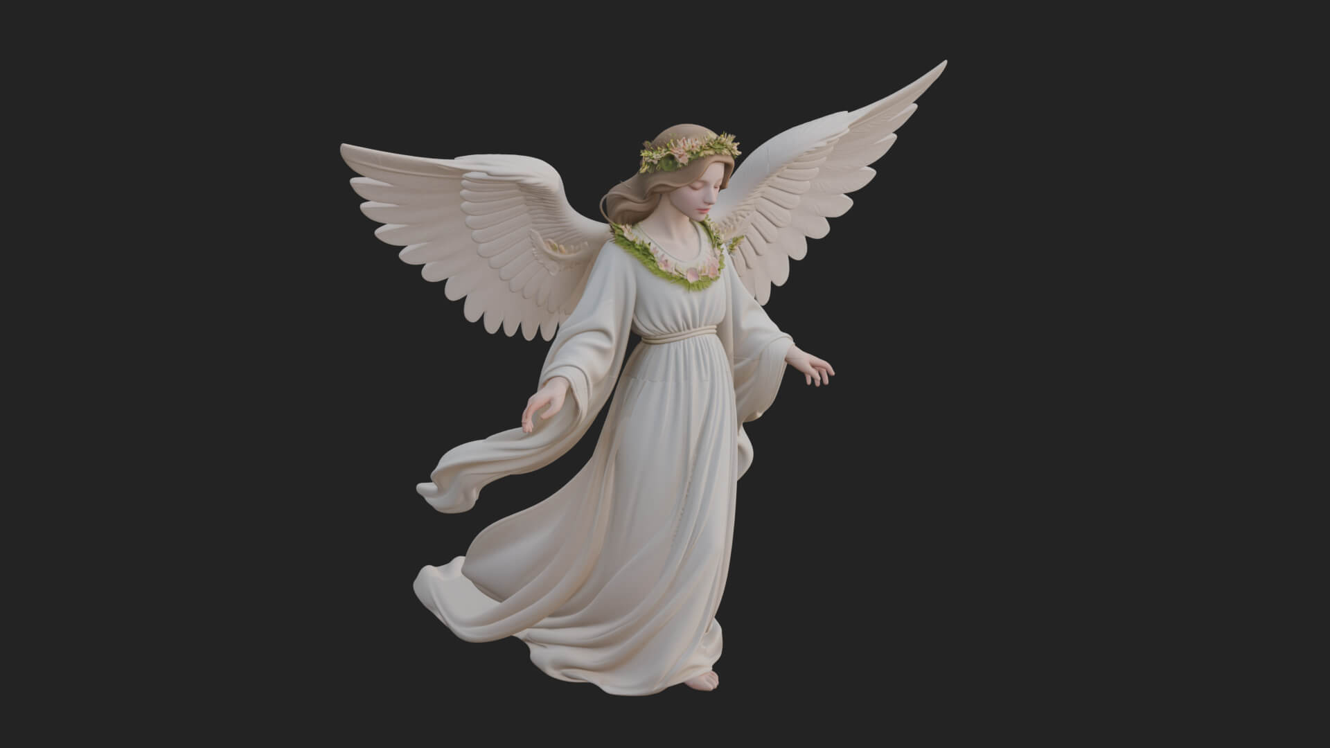 Winged Angel Woman Statue Design 13 3D Print Model 3D Model