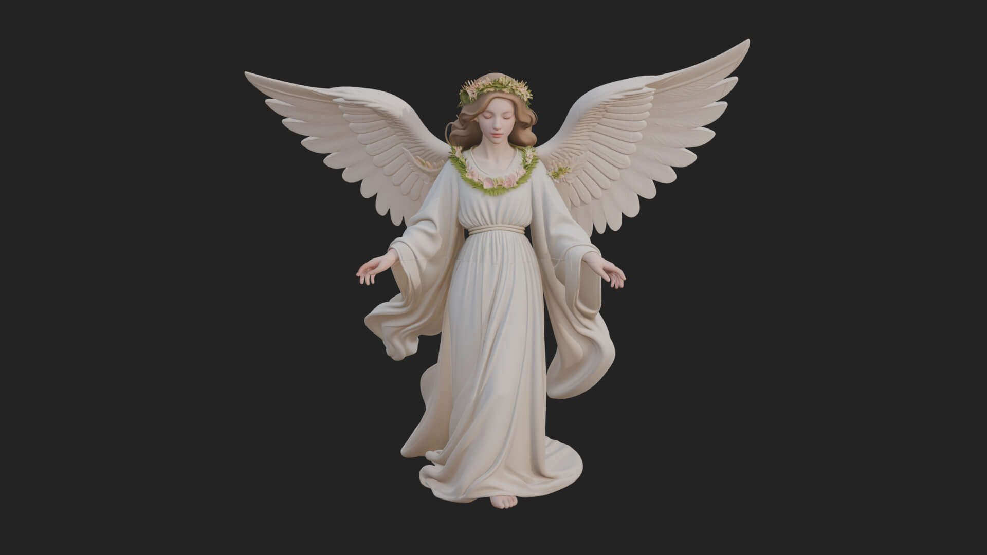 Winged Angel Woman Statue Design 13 3D Print Model 3D Model