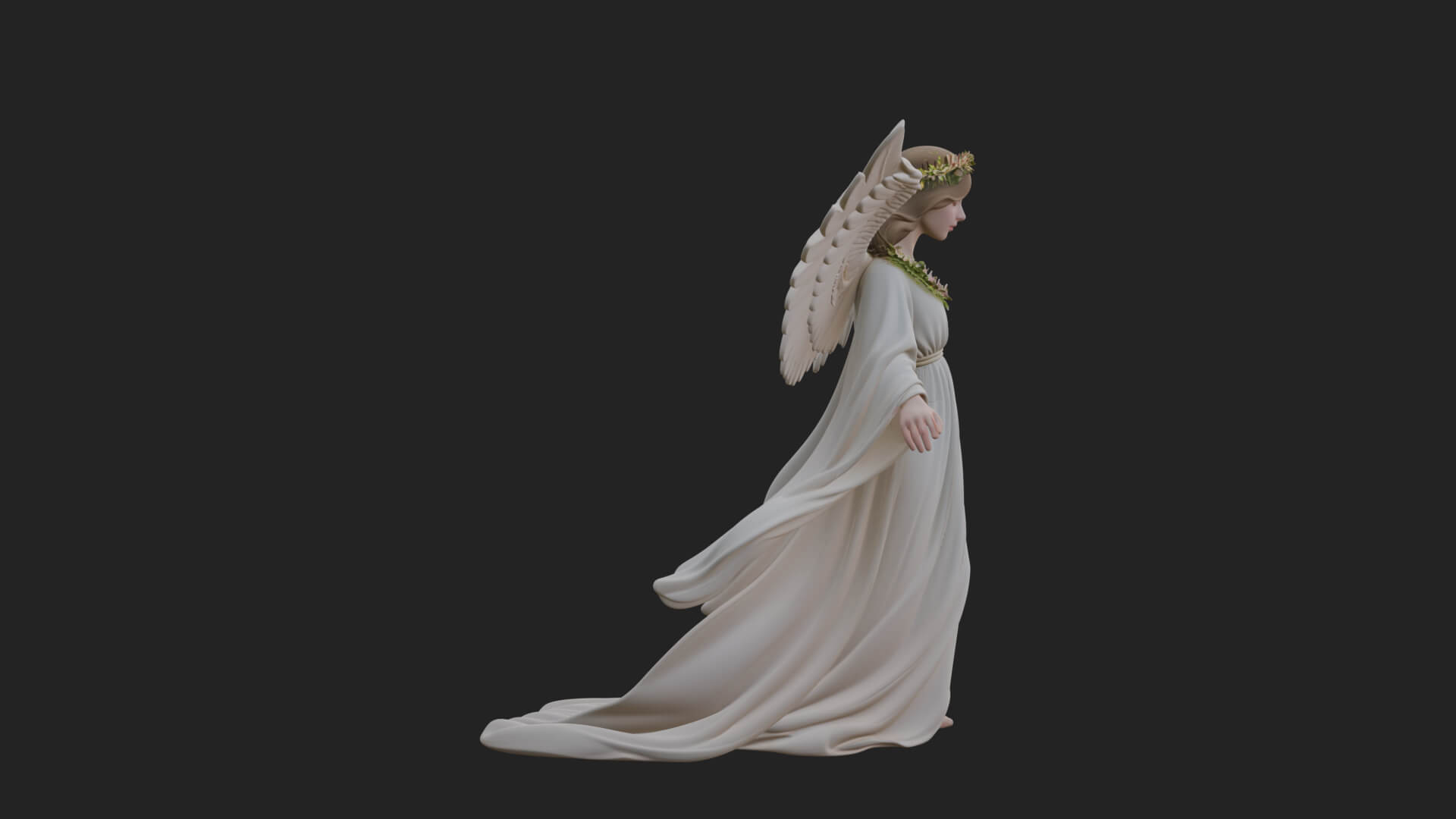 Winged Angel Woman Statue Design 13 3D Print Model 3D Model