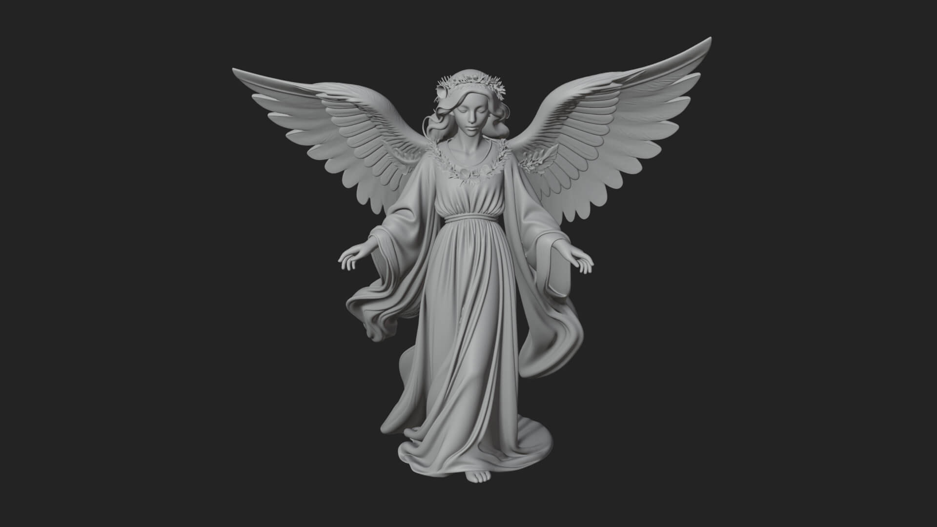 Winged Angel Woman Statue Design 13 3D Print Model 3D Model