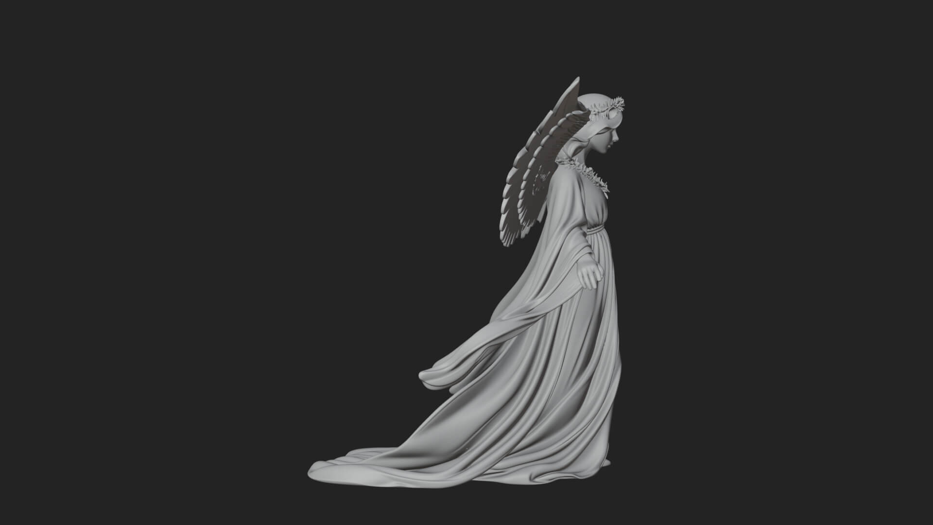 Winged Angel Woman Statue Design 13 3D Print Model 3D Model
