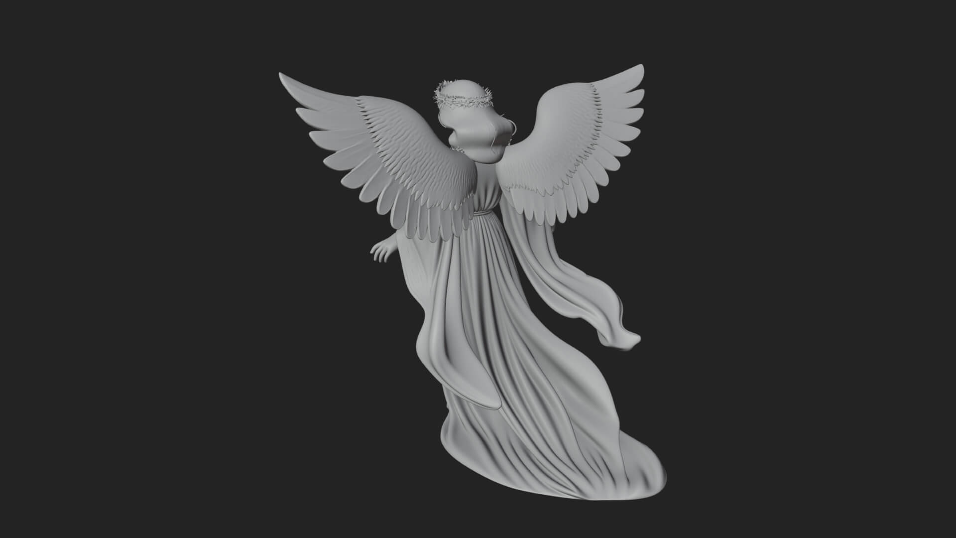 Winged Angel Woman Statue Design 13 3D Print Model 3D Model