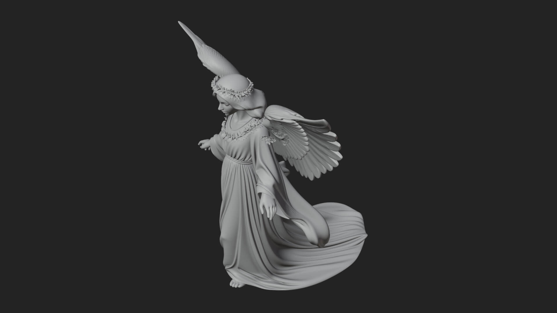 Winged Angel Woman Statue Design 13 3D Print Model 3D Model