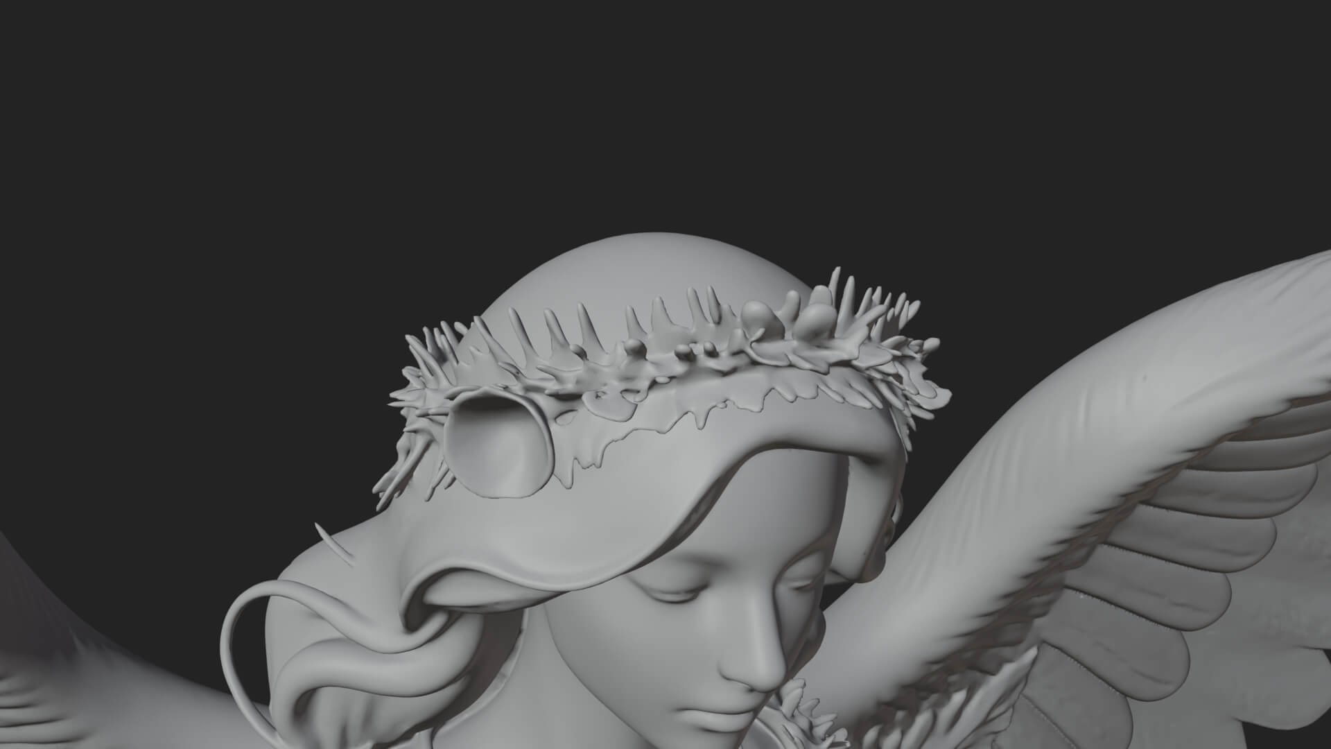 Winged Angel Woman Statue Design 13 3D Print Model 3D Model