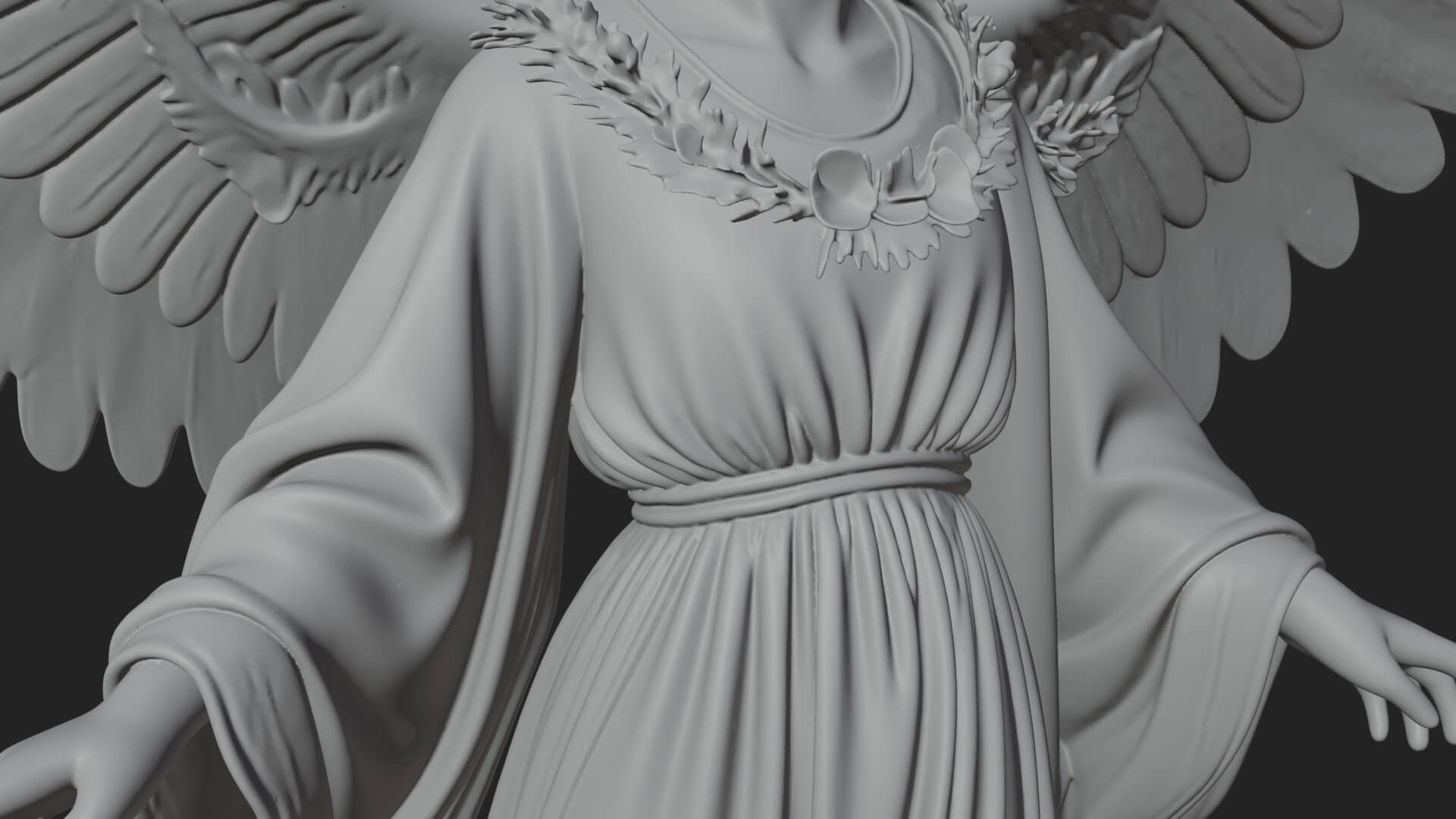 Winged Angel Woman Statue Design 13 3D Print Model 3D Model