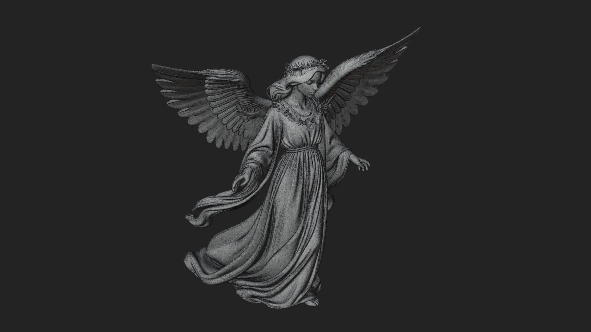 Winged Angel Woman Statue Design 13 3D Print Model 3D Model